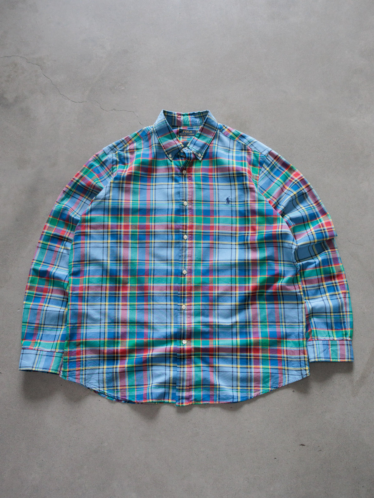 Vintage 00s Blue Plaid Polo Ralph Lauren Shirt (2XL)