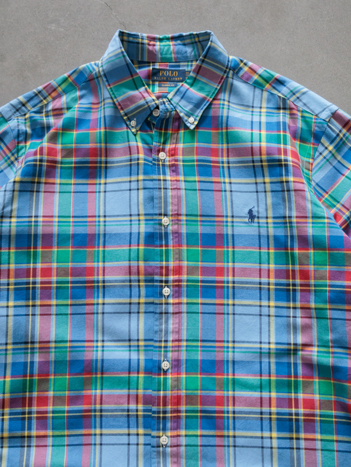 Vintage 00s Blue Plaid Polo Ralph Lauren Shirt (2XL)