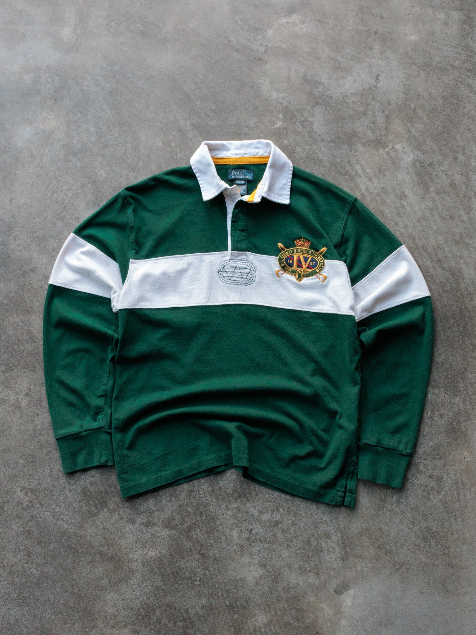 Vintage 90s Green Polo Ralph Lauren Rugby Shirt (10-12Y)