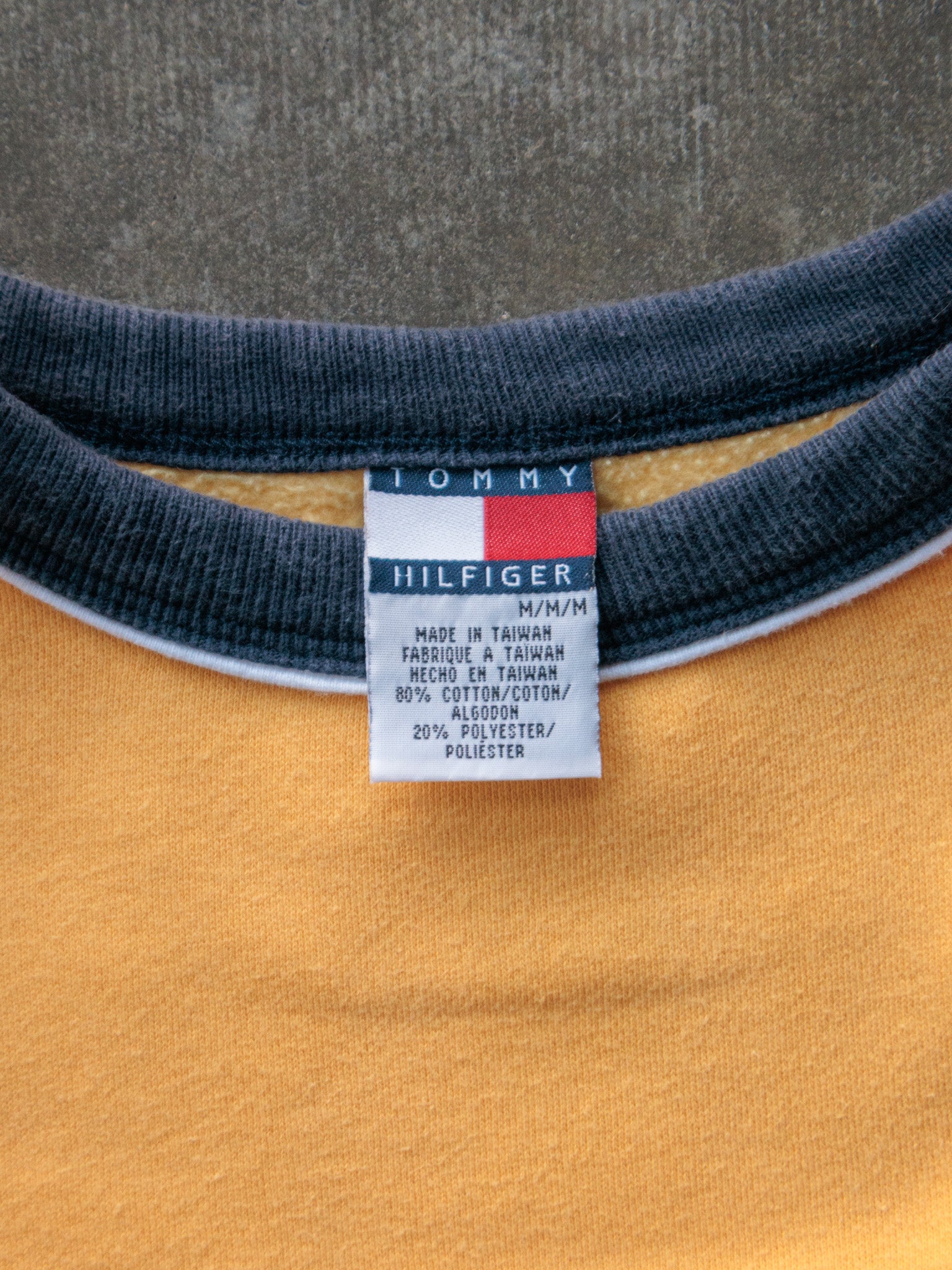 Vintage 90s Yellow Tommy Hilfiger Ringer Tee (M)