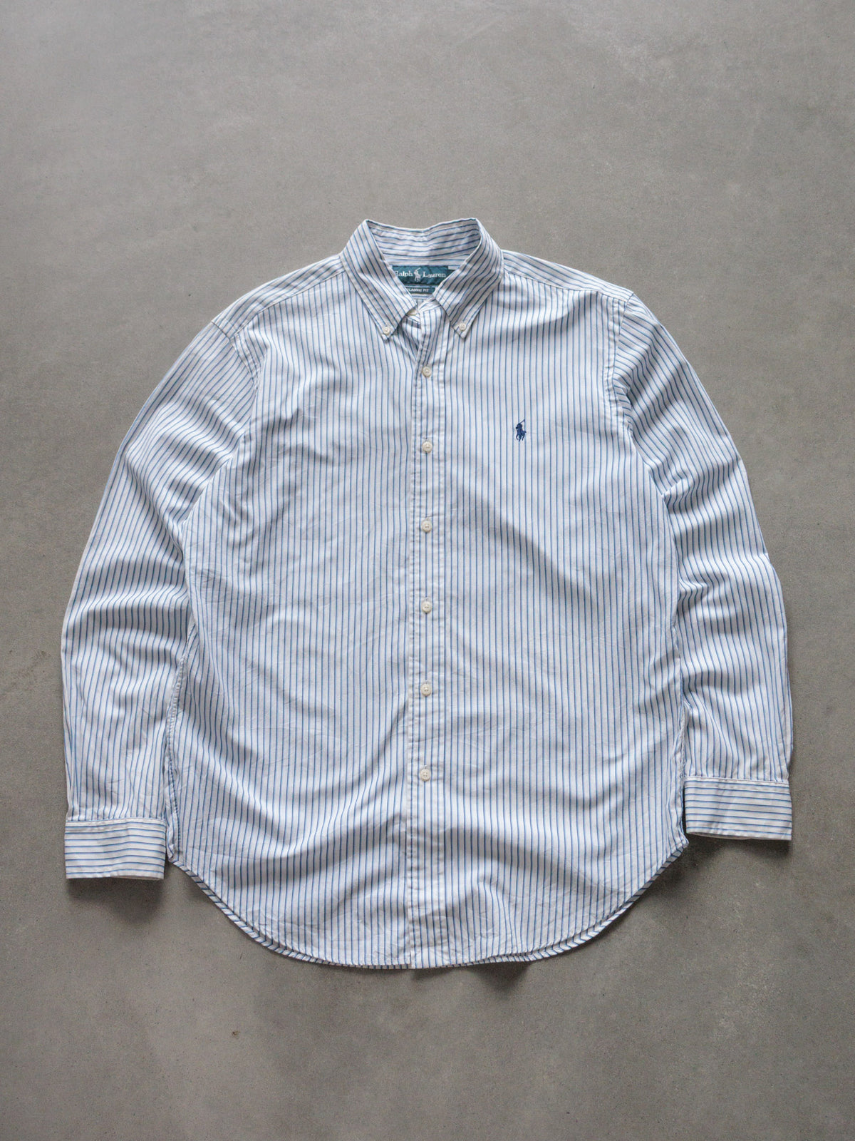 Vintage Blue Striped Ralph Lauren Shirt (M)
