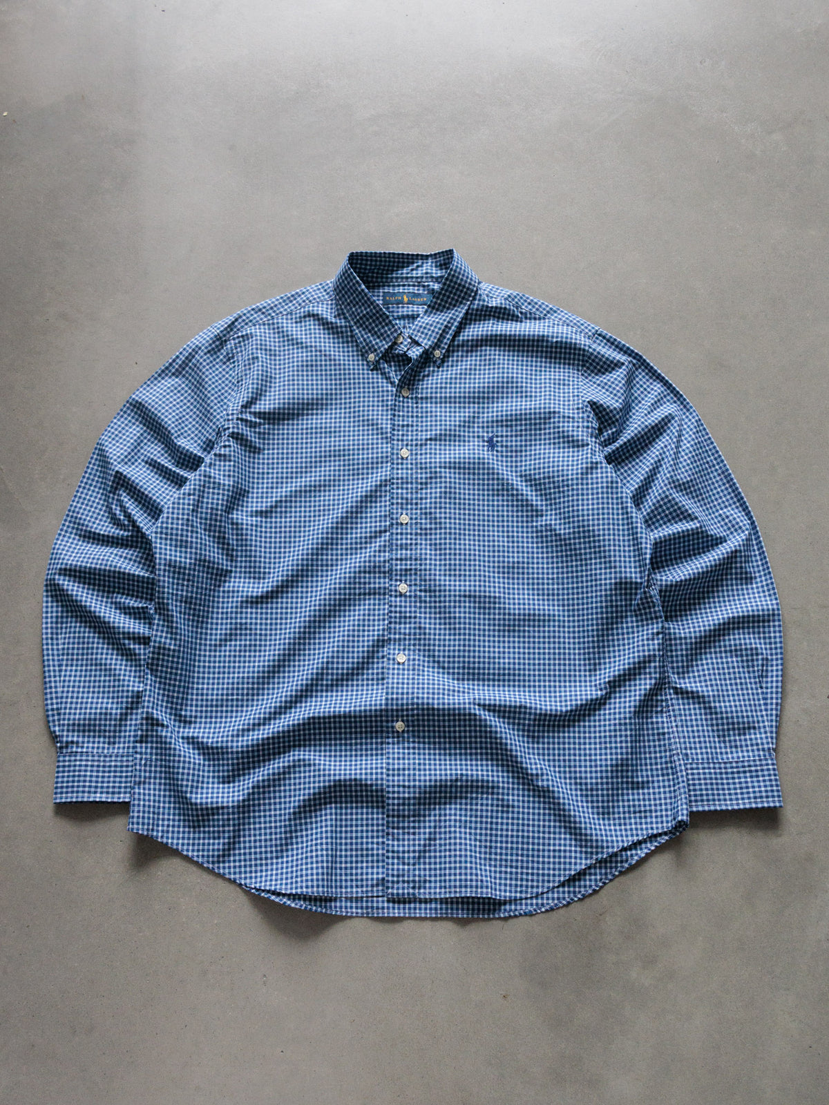Vintage Blue Plaid Ralph Lauren Shirt (XL)