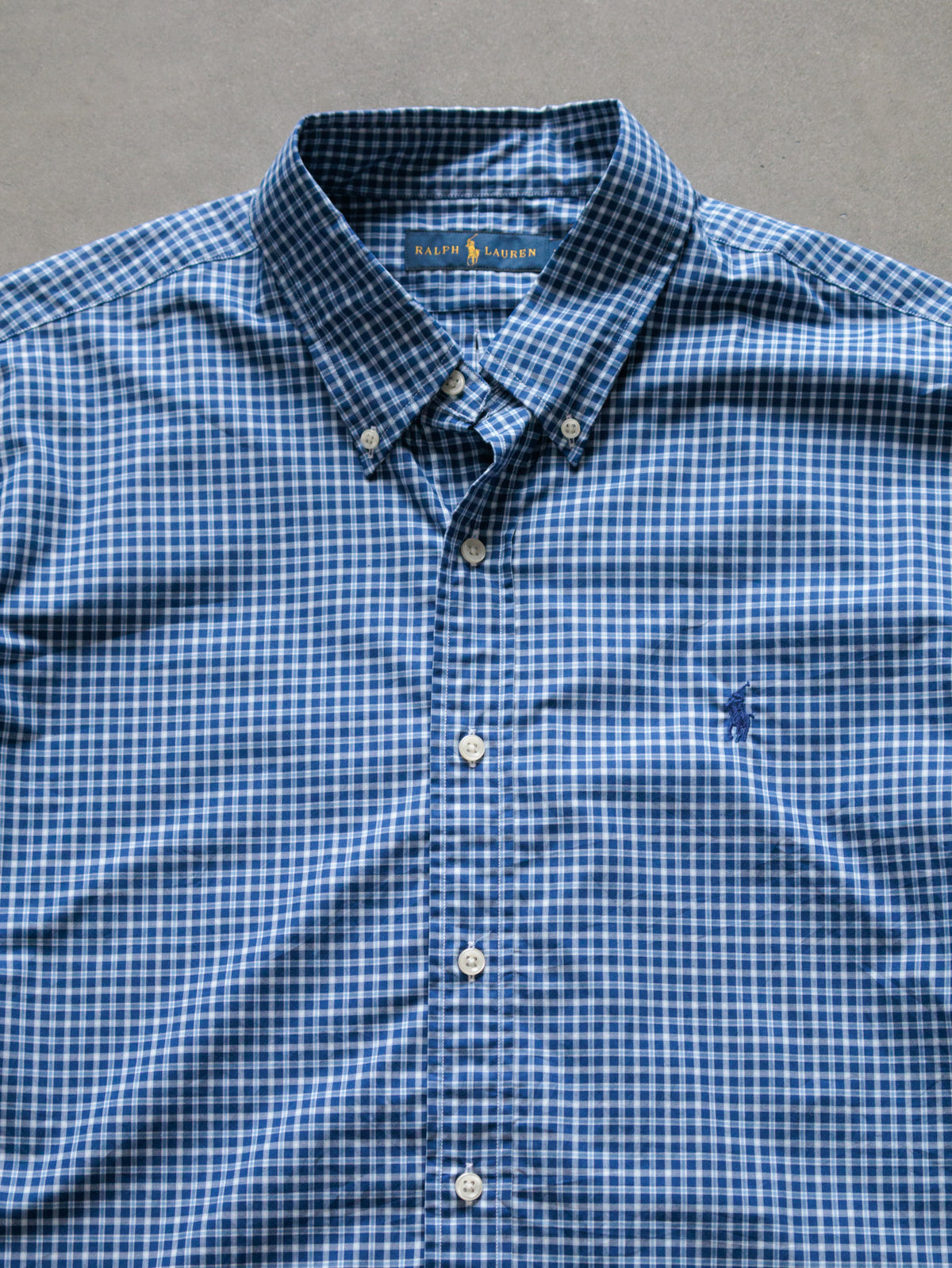 Vintage Blue Plaid Ralph Lauren Shirt (XL)