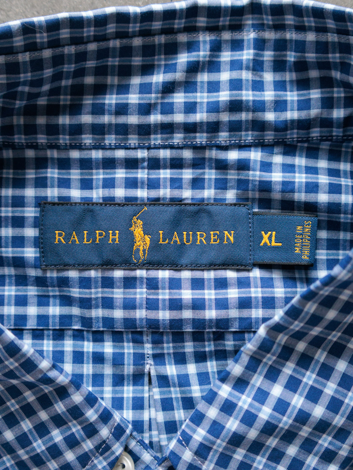 Vintage Blue Plaid Ralph Lauren Shirt (XL)