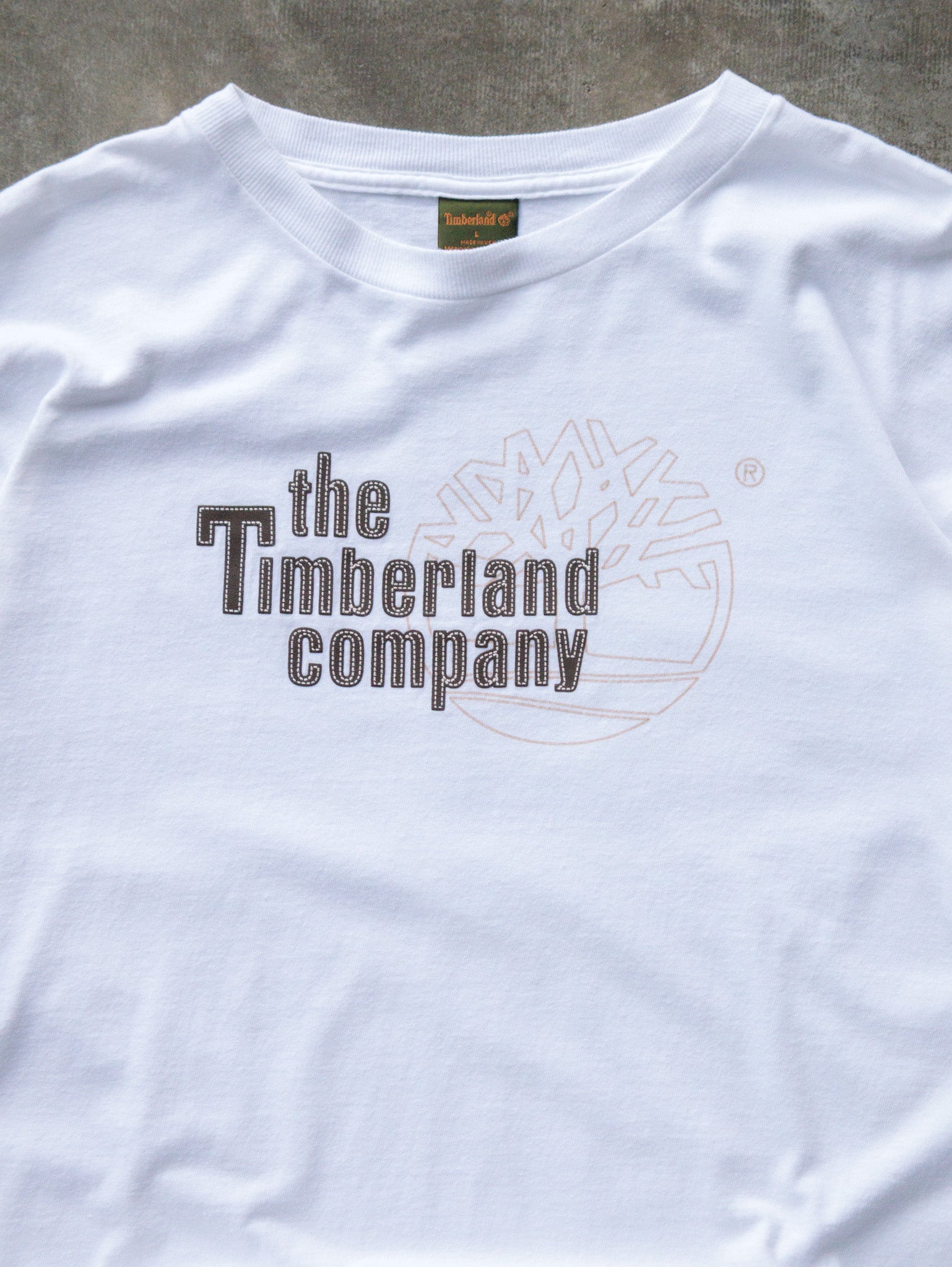 Vintage 90s White Timberland Long Sleeve (L)