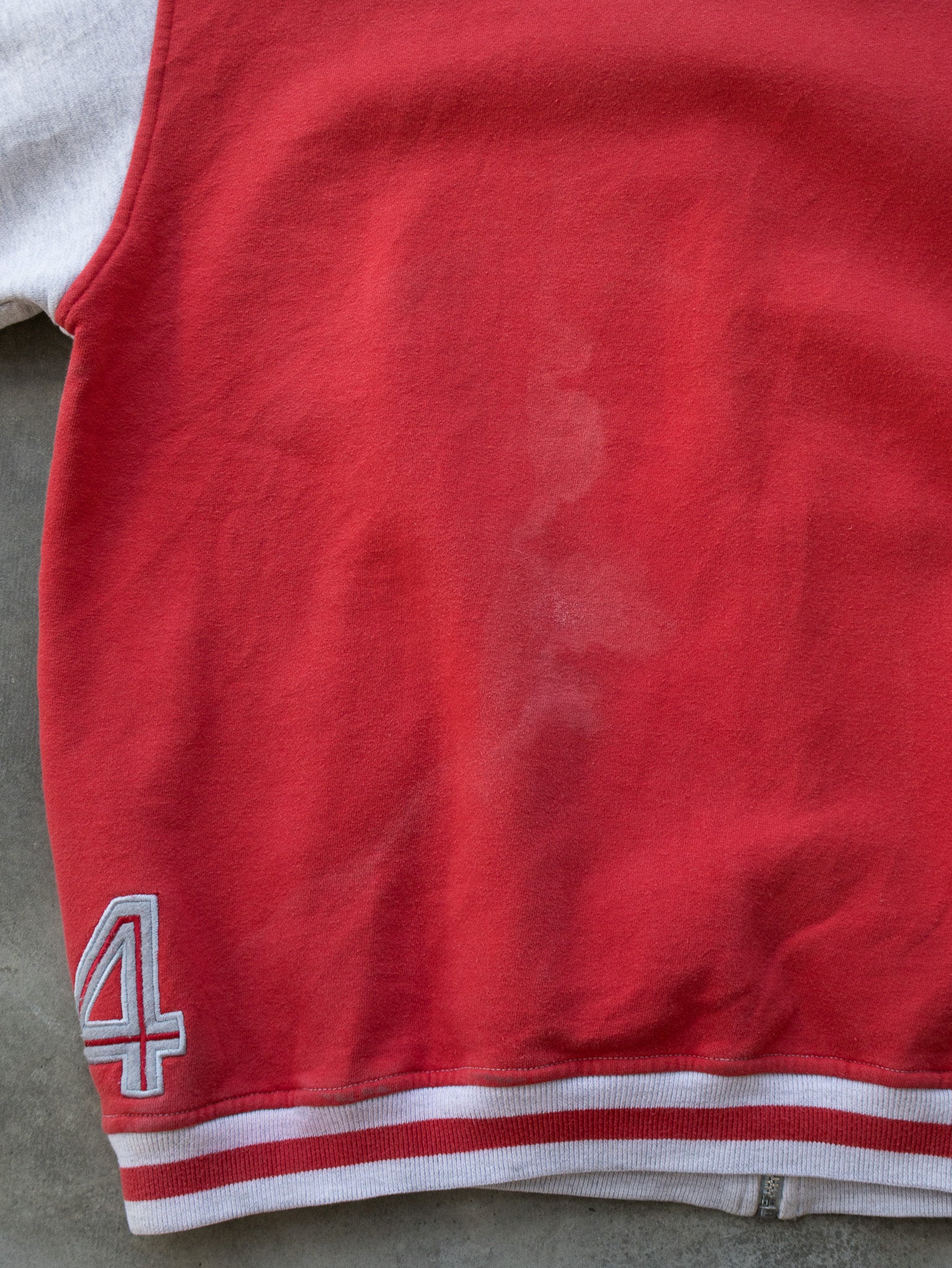 Vintage Grey and Red Fox Racing Zip Sweatshirt (M)