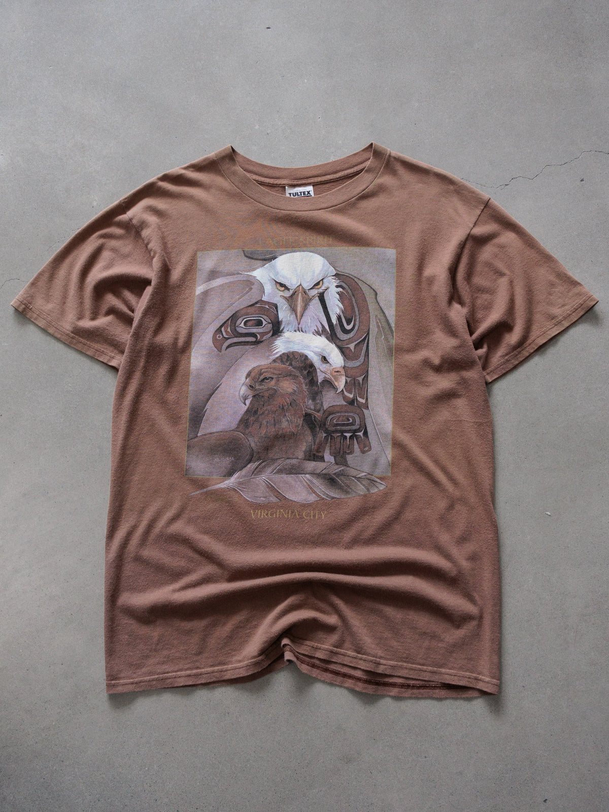 Vintage 90s Brown Virginia City Bald Eagle Tee (L)