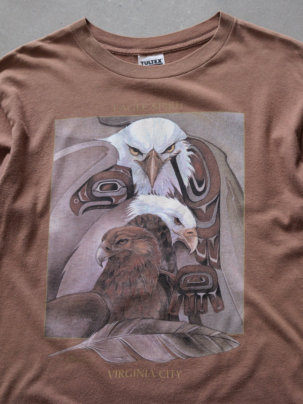 Vintage 90s Brown Virginia City Bald Eagle Tee (L)