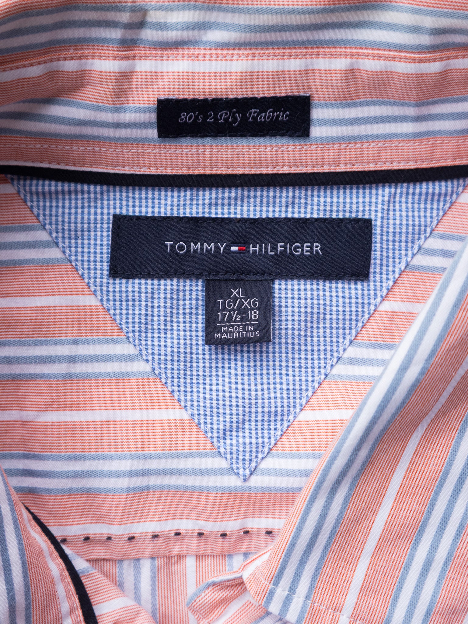 Vintage Peach Tommy Hilfiger Striped Shirt (XL)
