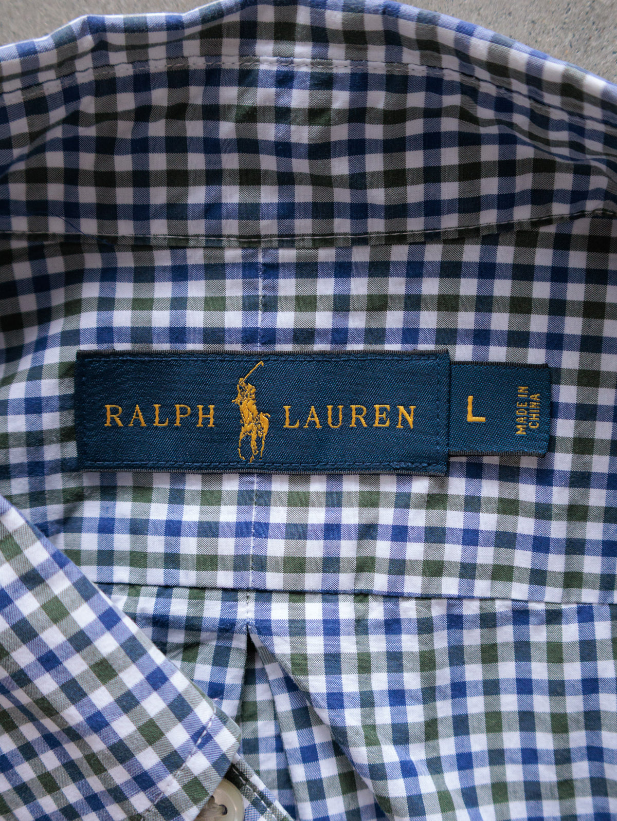 Vintage Blue Gingham Ralph Lauren Shirt (L)