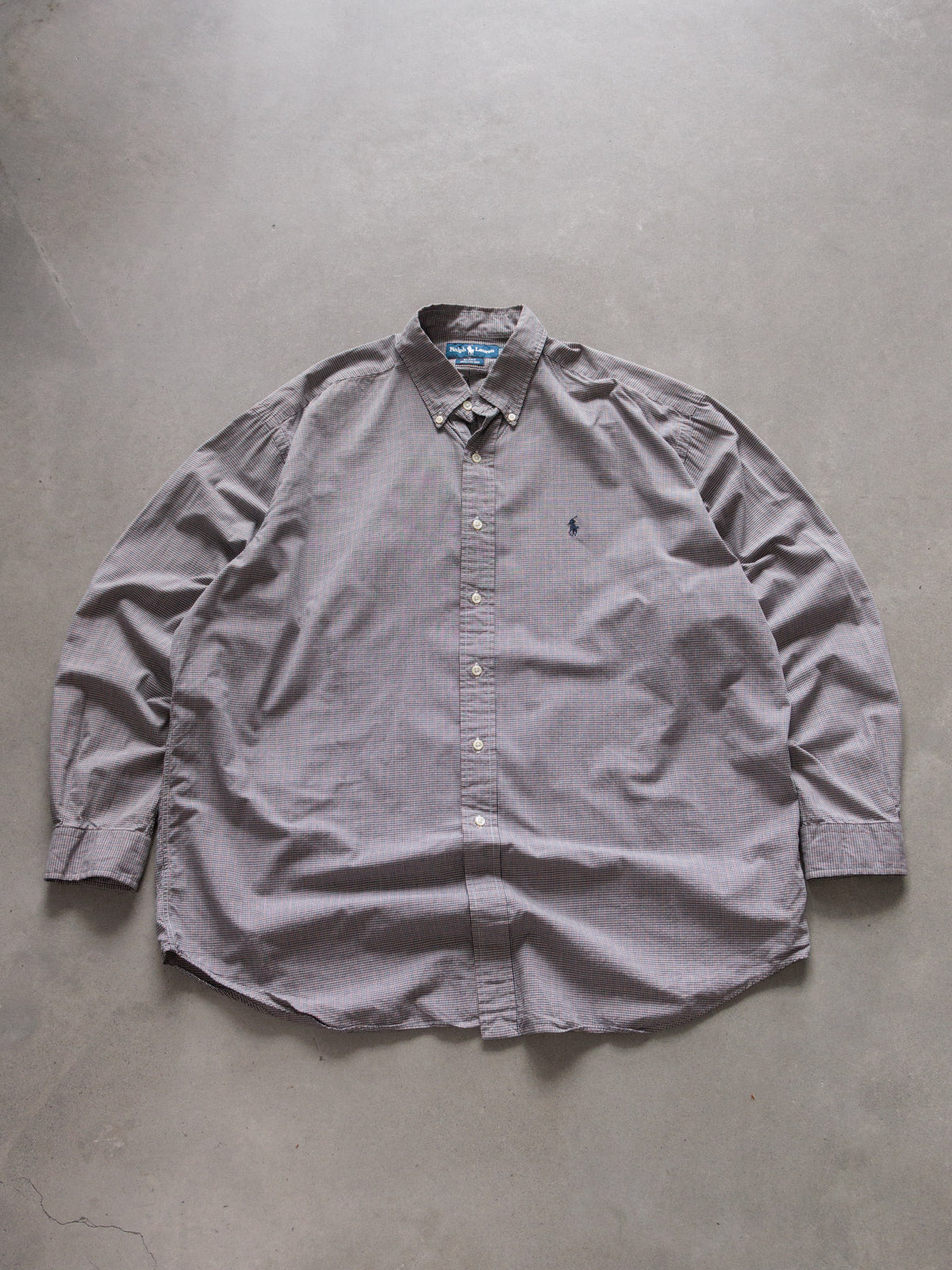Vintage Grey Checkered Ralph Lauren Shirt (XL)