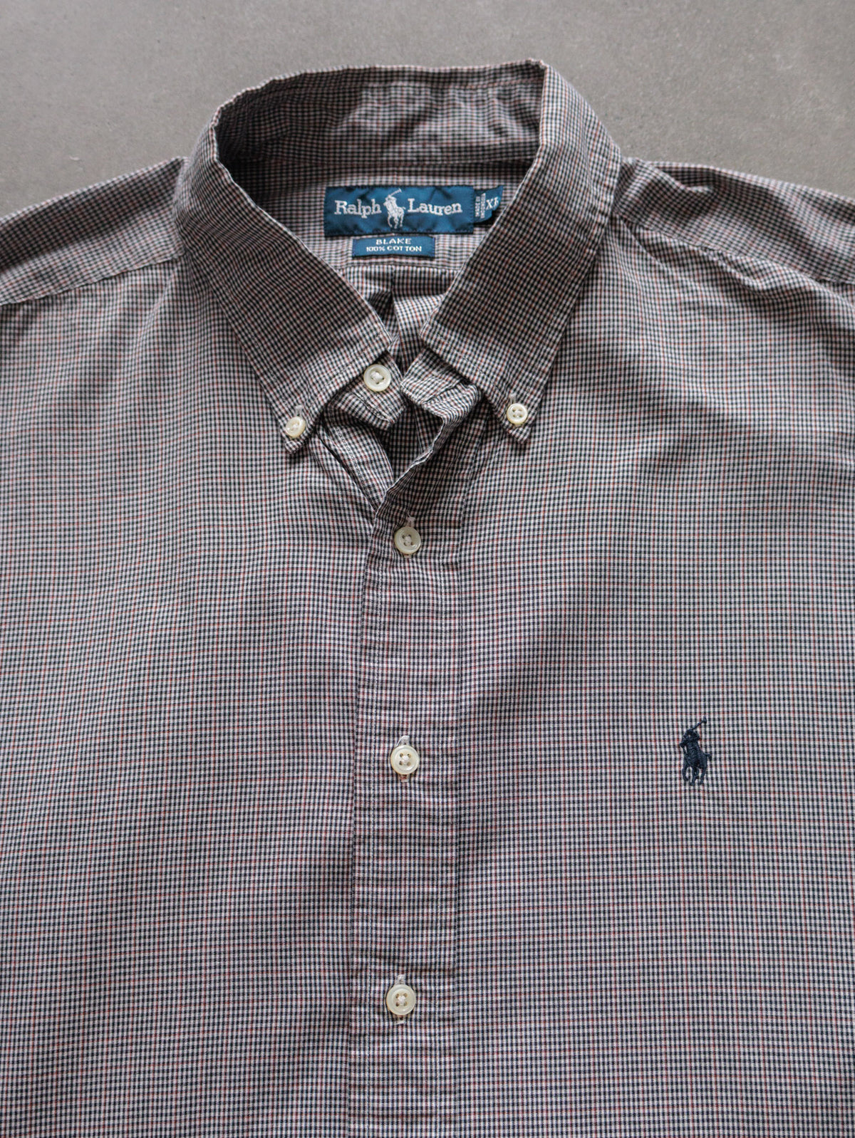 Vintage Grey Checkered Ralph Lauren Shirt (XL)