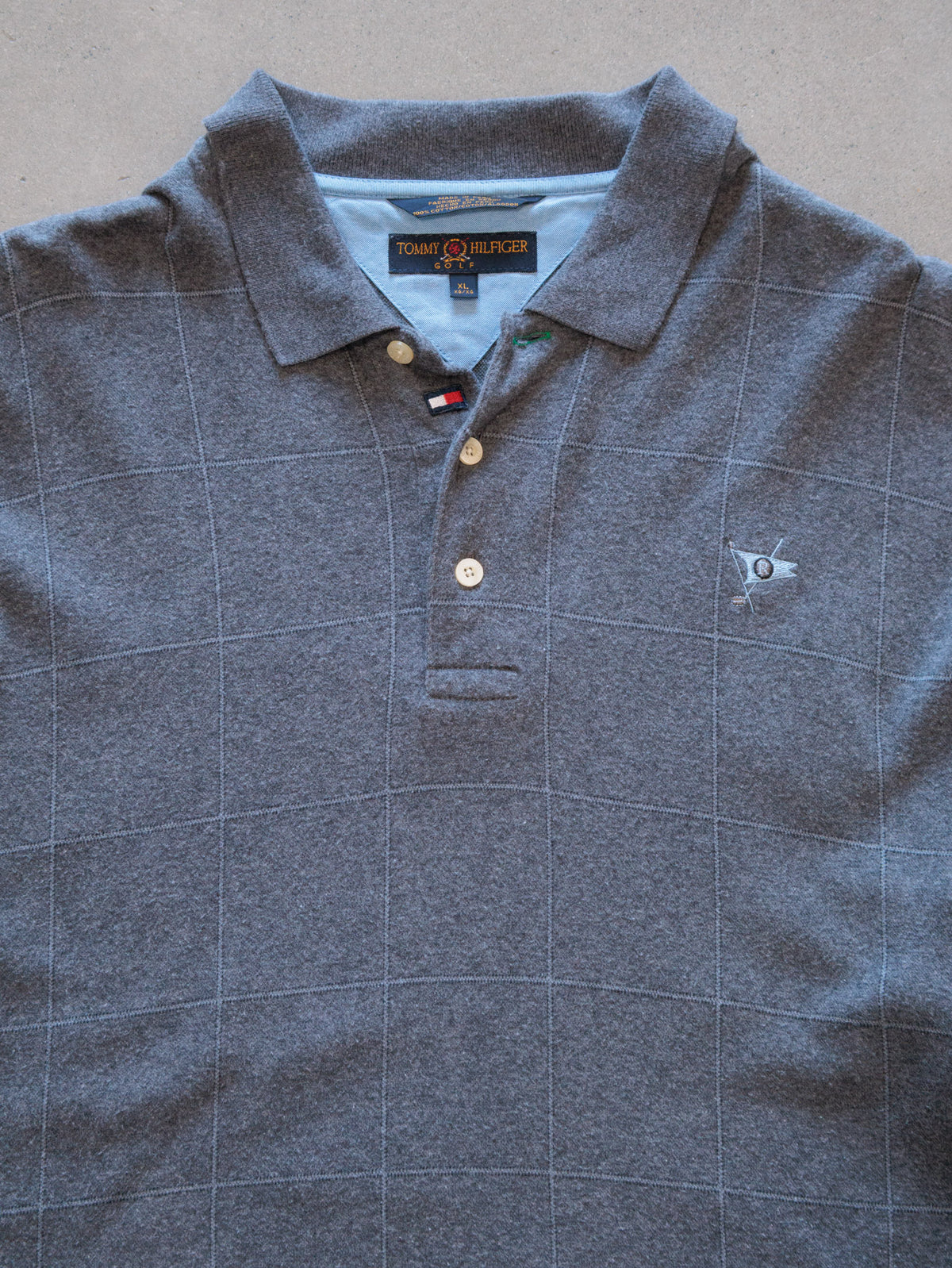 Vintage Grey Tommy Hilfiger Golf Long Sleeve Polo Shirt (XL)