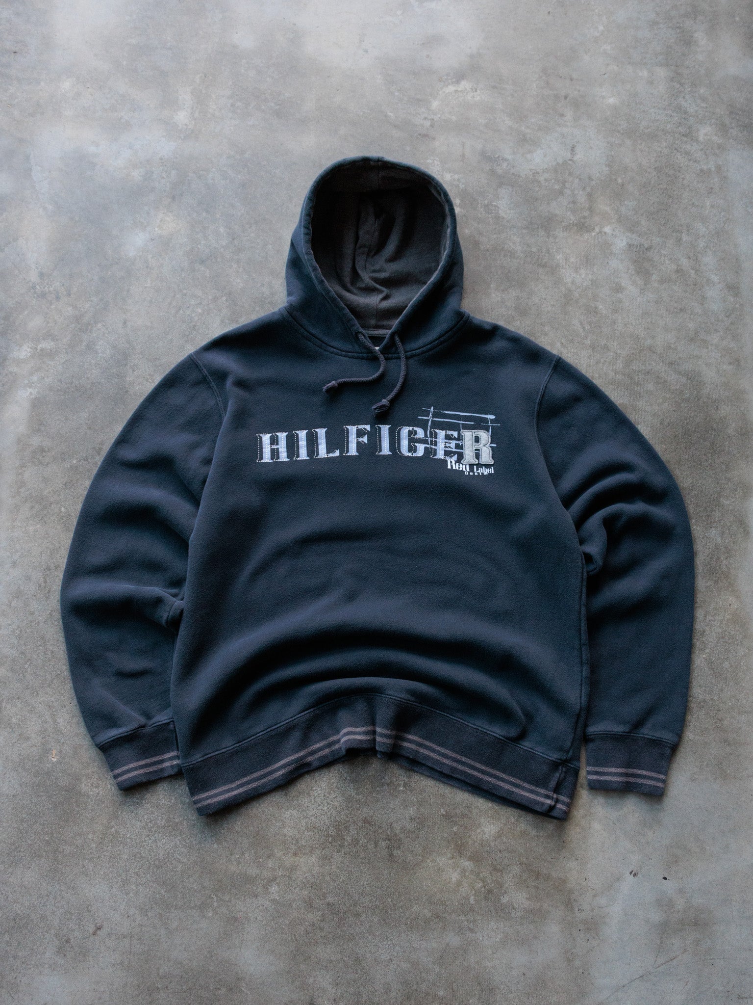 Vintage 90s Navy Hilfiger Red Label Denim Hoodie (M)