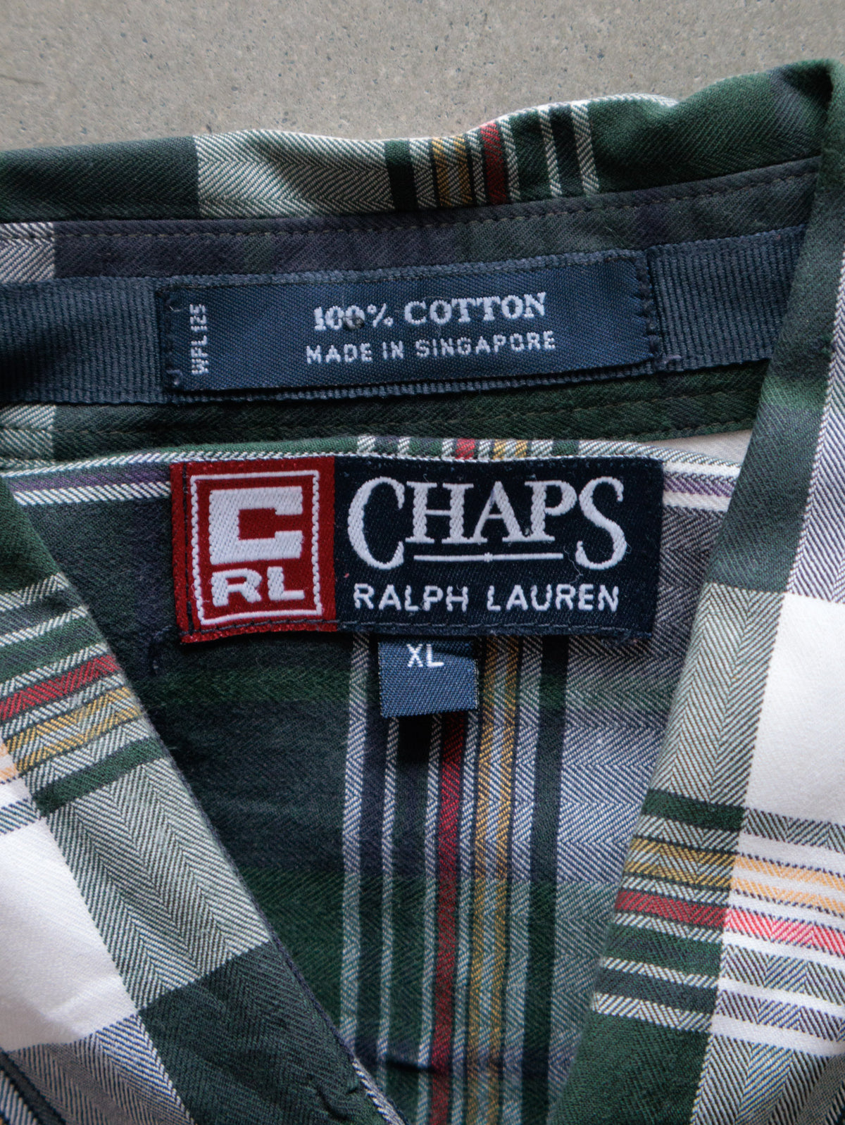 Vintage 90s Green Plaid Chaps Ralph Lauren Shirt (XL)