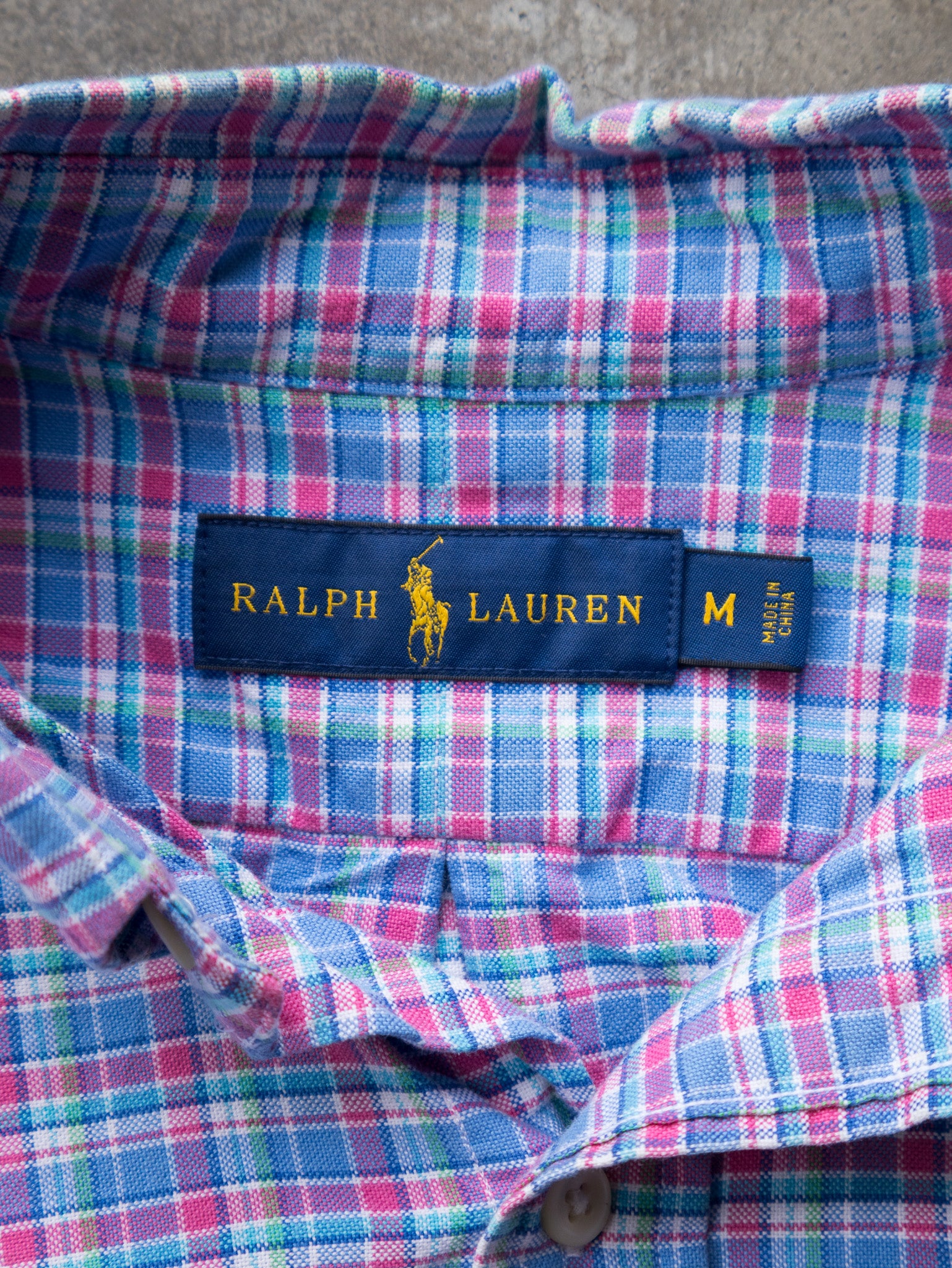 Vintage Pink & Blue Ralph Lauren Plaid Shirt (M)