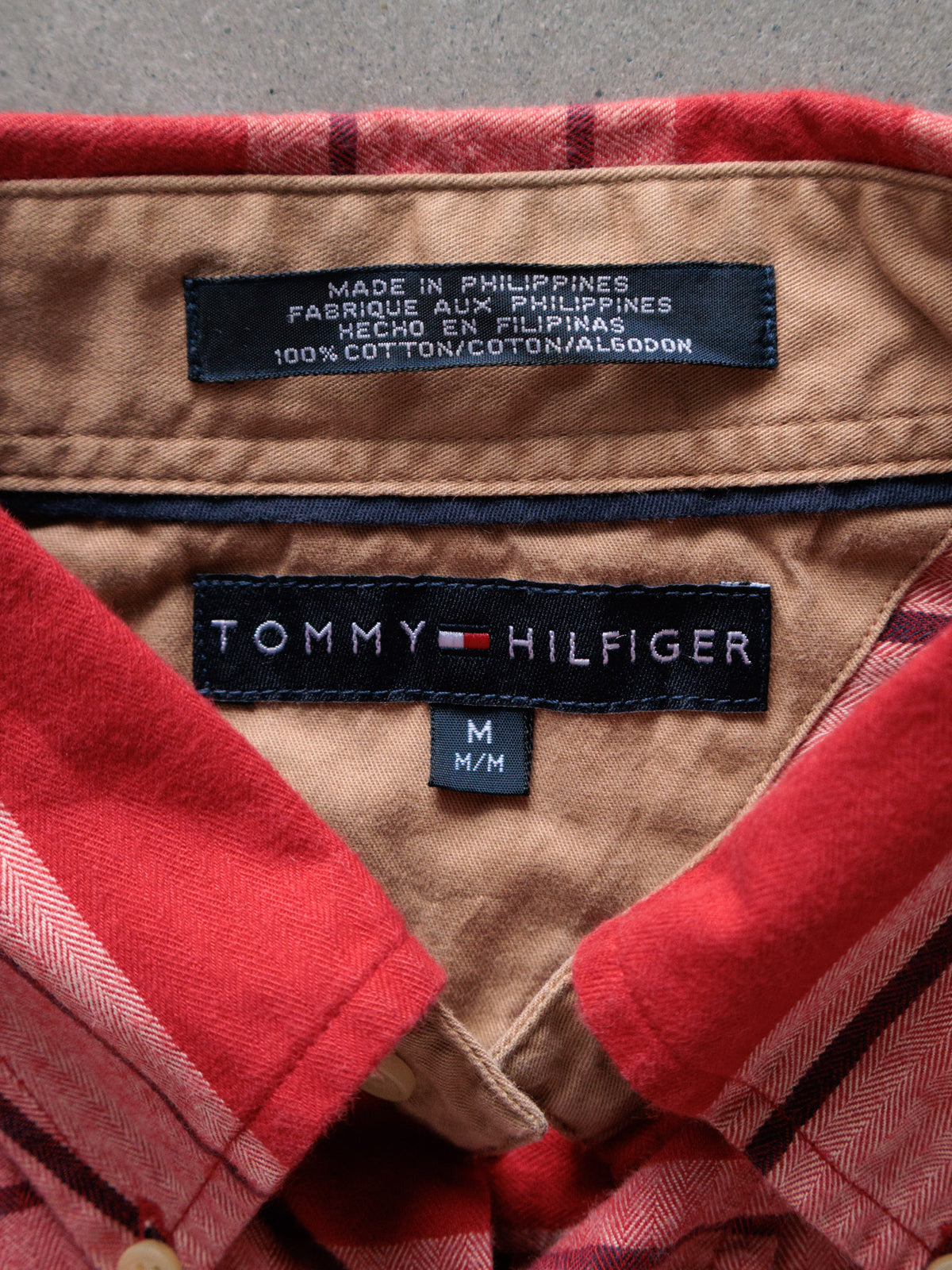 Vintage 00s Red Plaid Tommy Hilfiger Flannel Shirt (M)