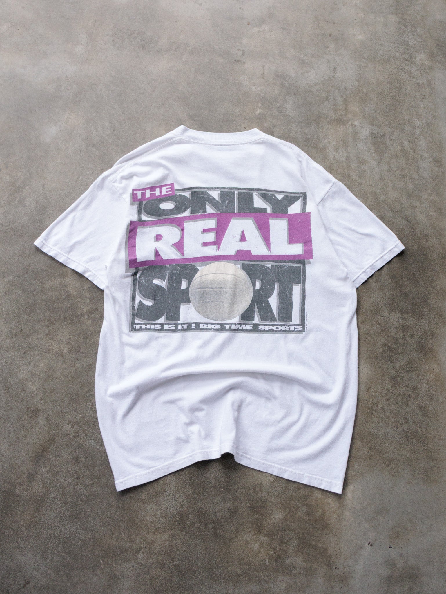 Vintage 90s White Volleyball Graphic Tee (L)