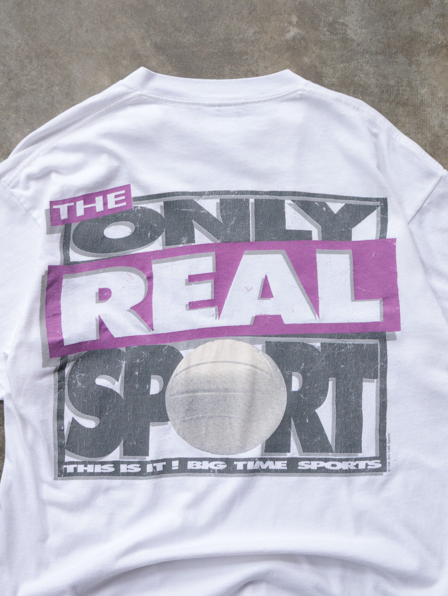 Vintage 90s White Volleyball Graphic Tee (L)