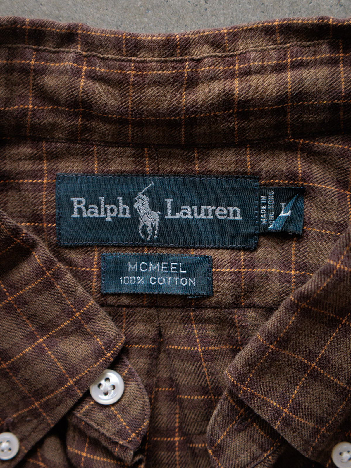 Vintage 90s Brown Plaid Ralph Lauren Shirt (L)