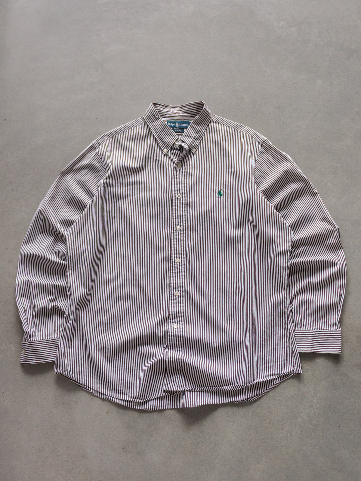 Vintage 00s Brown Striped Ralph Lauren Shirt (XL)