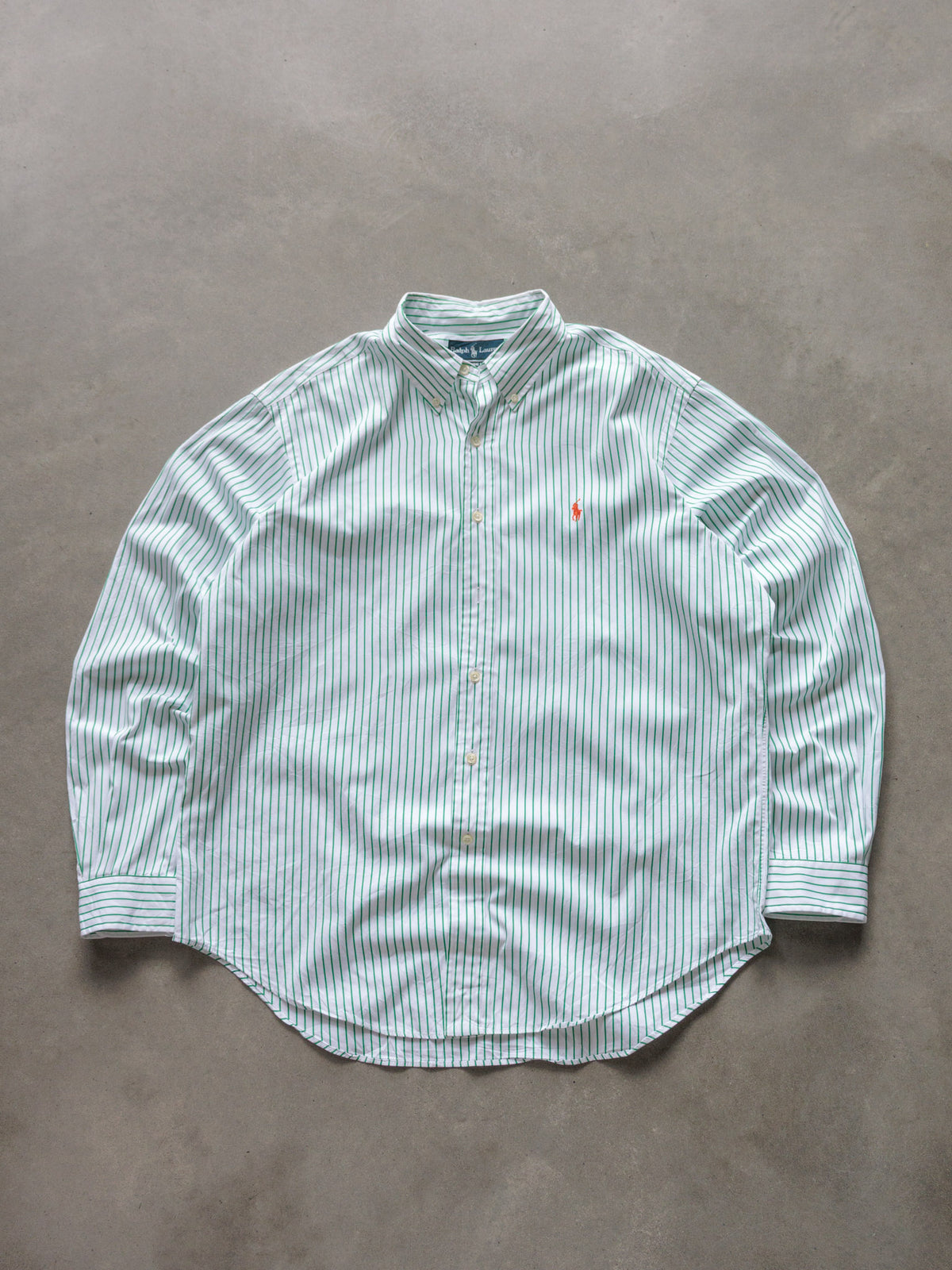 Vintage White Striped Ralph Lauren Shirt (XL)