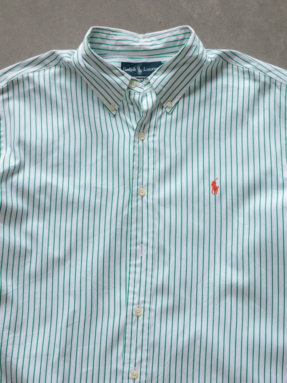 Vintage White Striped Ralph Lauren Shirt (XL)