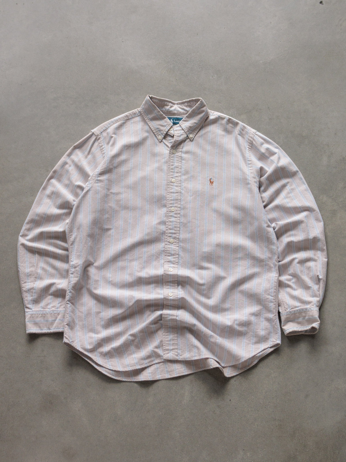 Vintage 00s Beige Striped Ralph Lauren Shirt (L)