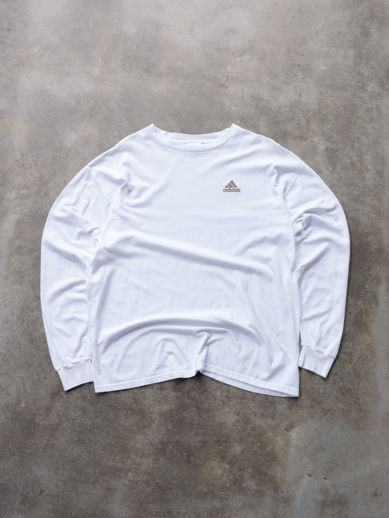 Vintage 00s White Adidas Long Sleeve (L)