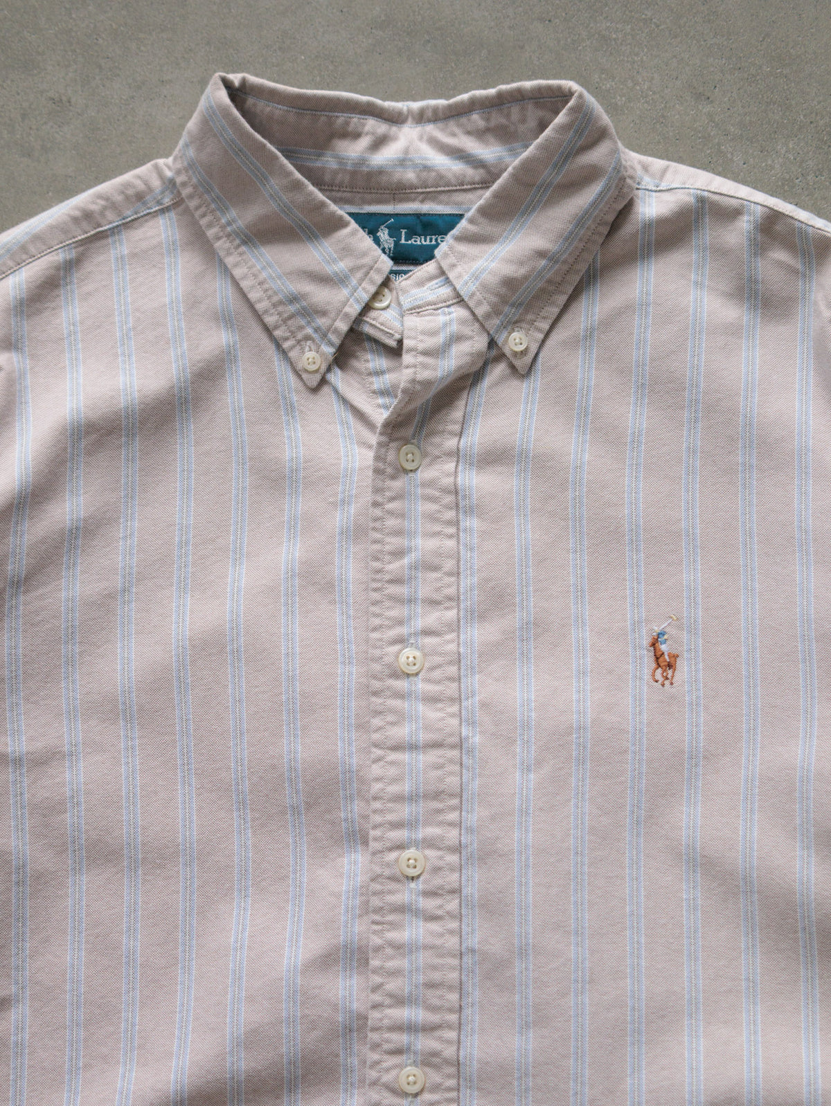 Vintage 00s Beige Striped Ralph Lauren Shirt (L)