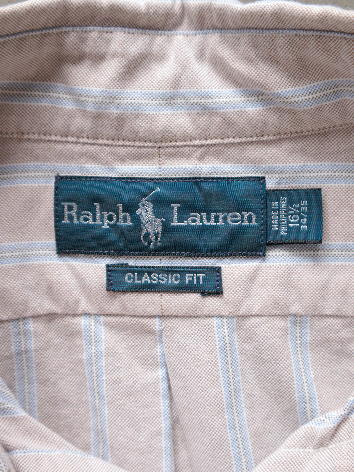 Vintage 00s Beige Striped Ralph Lauren Shirt (L)