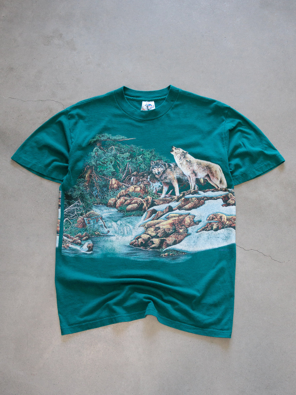 Vintage 90s Green Wolves Tee (M)