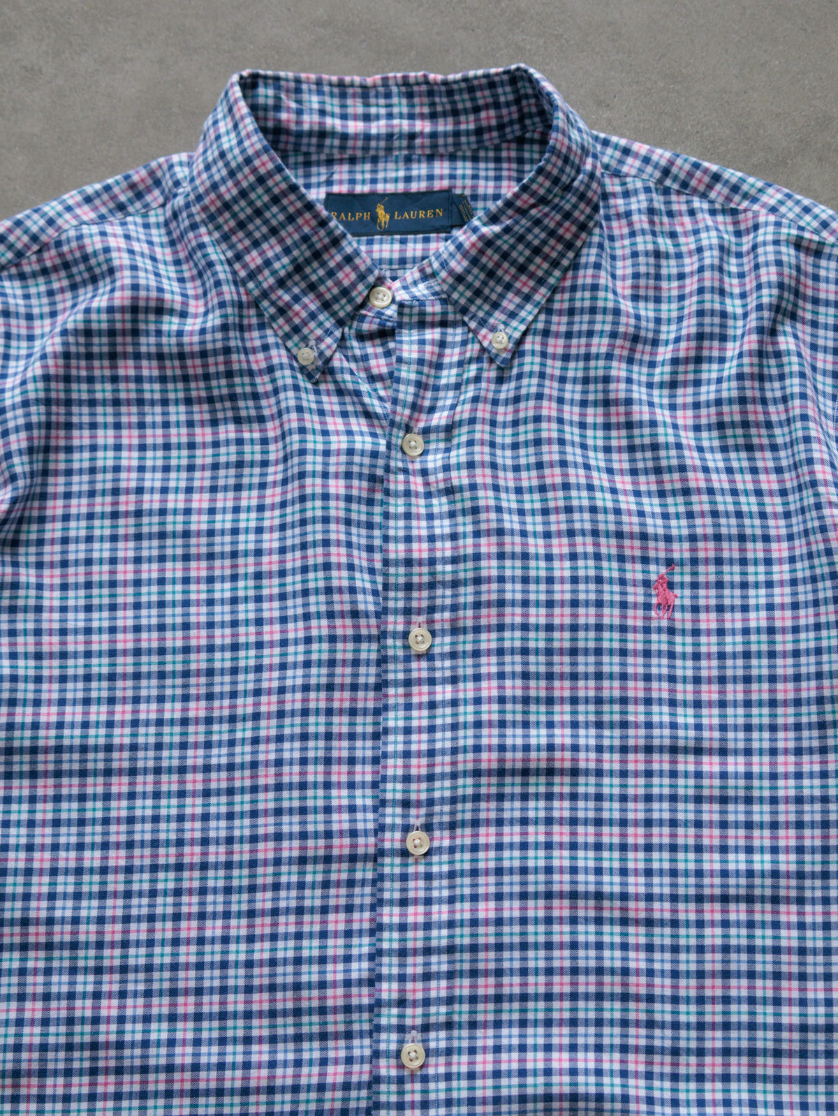 Vintage Blue Plaid Ralph Lauren Shirt (XL)