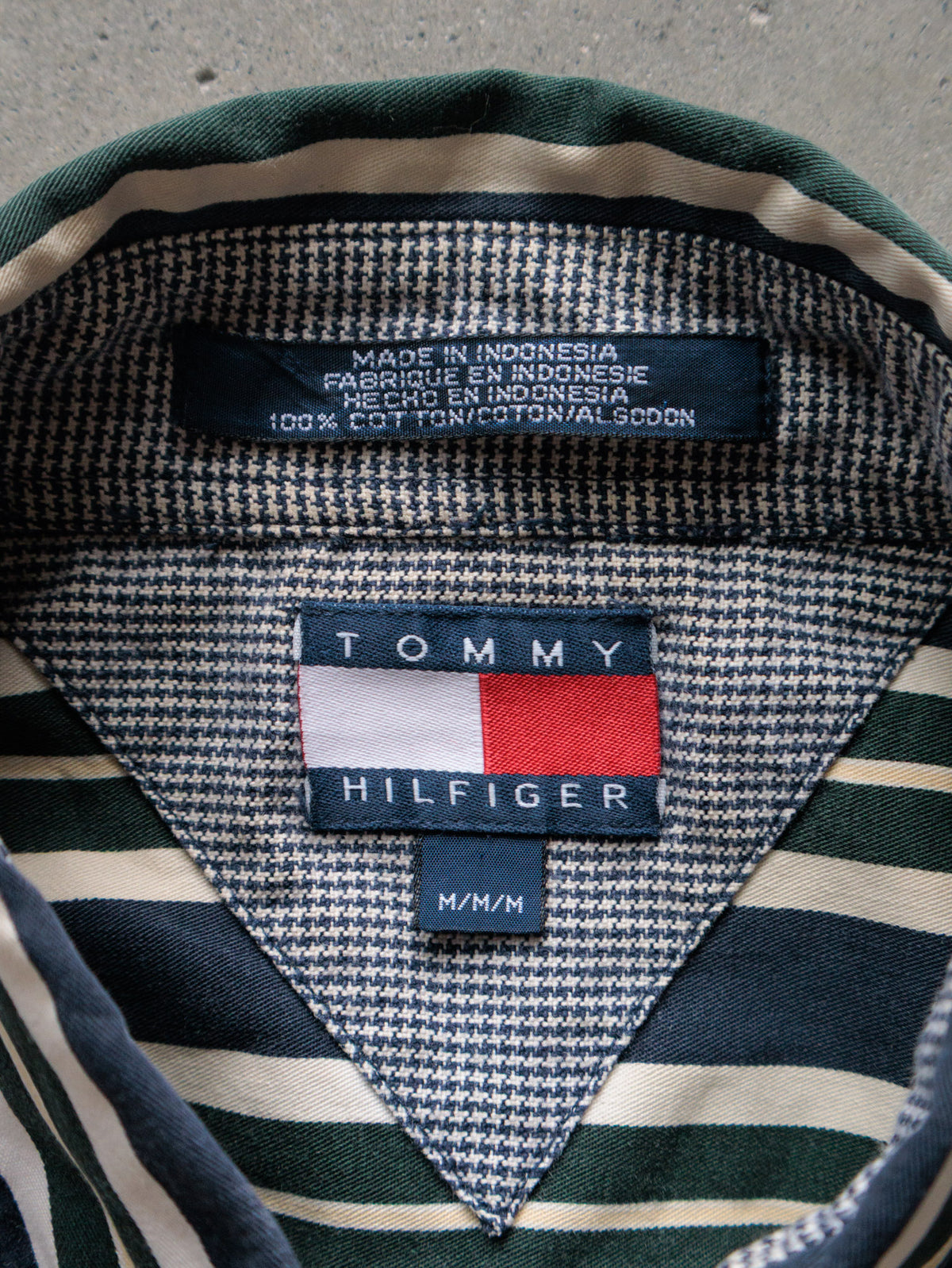 Vintage 90s Navy Striped Tommy Hilfiger Shirt (M)