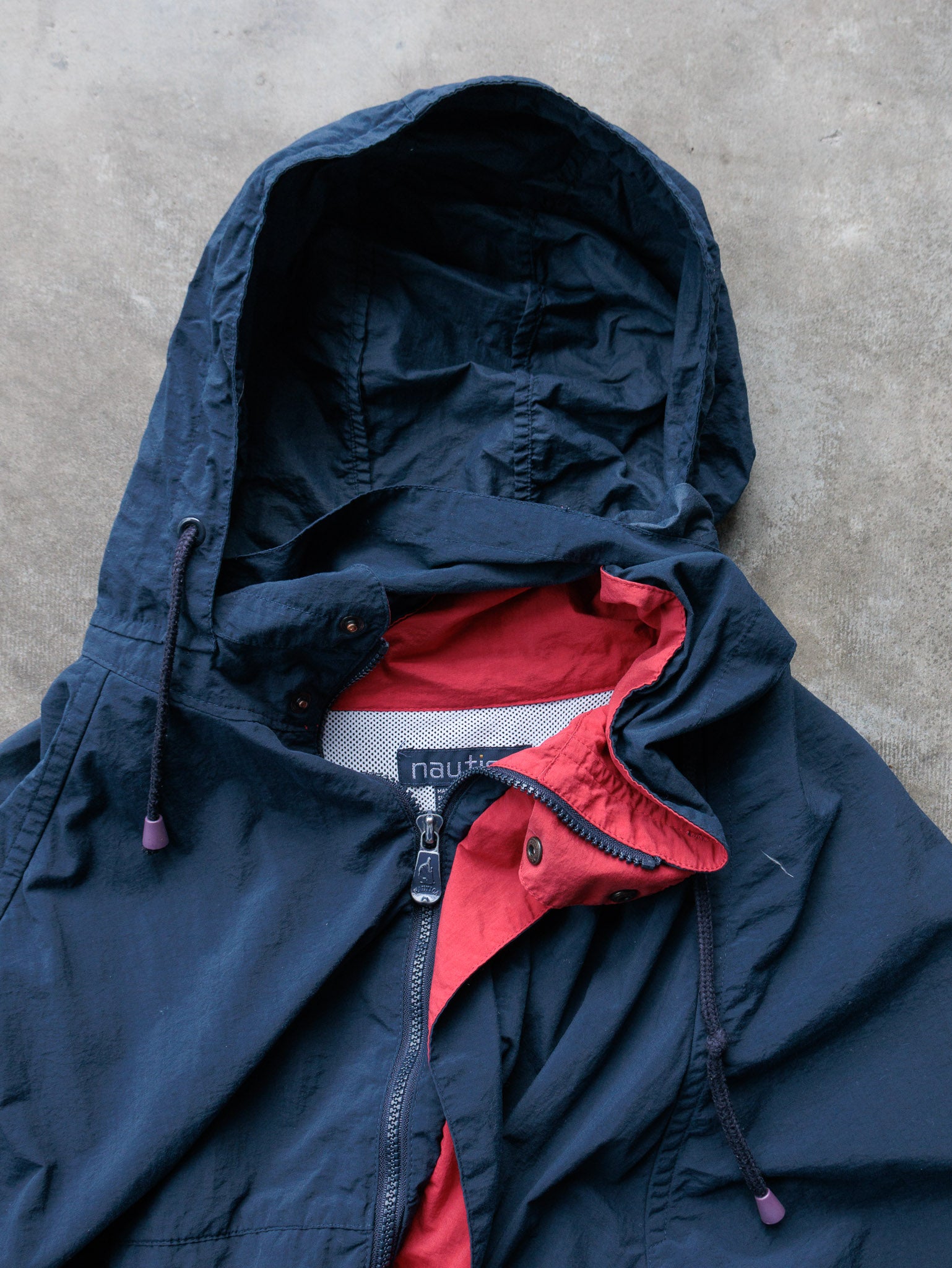 Vintage 90s Navy Nautica Mesh-Lined Windbreaker (2XL)