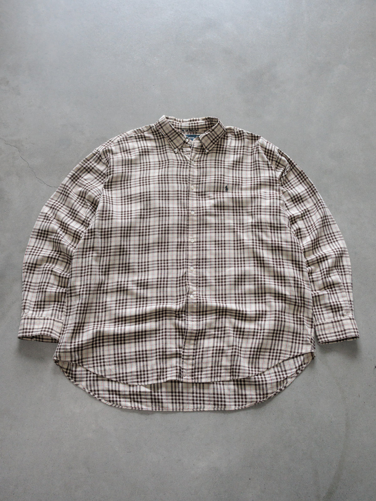 Vintage Beige Plaid Ralph Lauren Flannel Shirt (2XL)