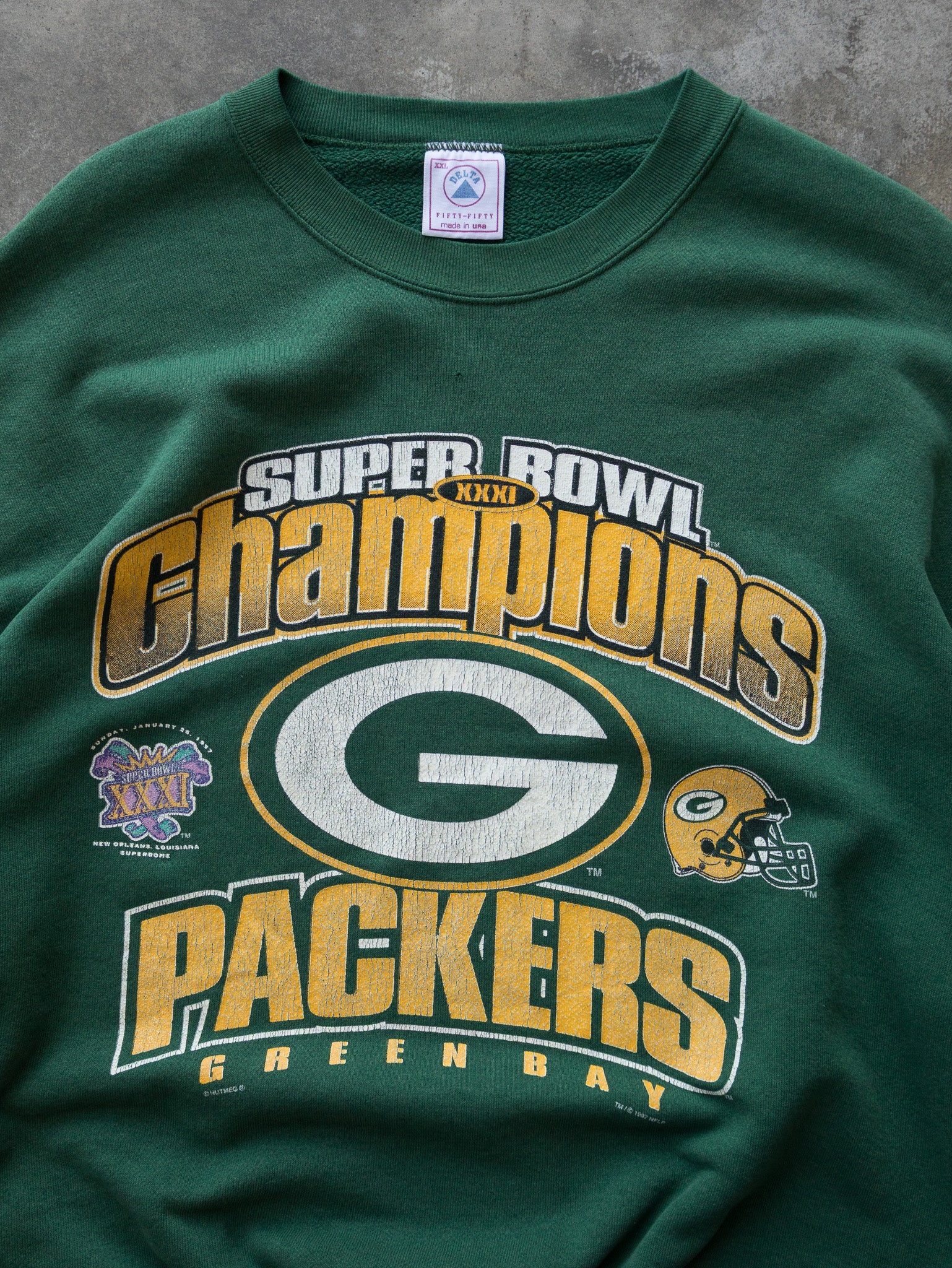 Vintage 1997 Green Bay Packers Super Bowl Champions Sweatshirt (2XL)