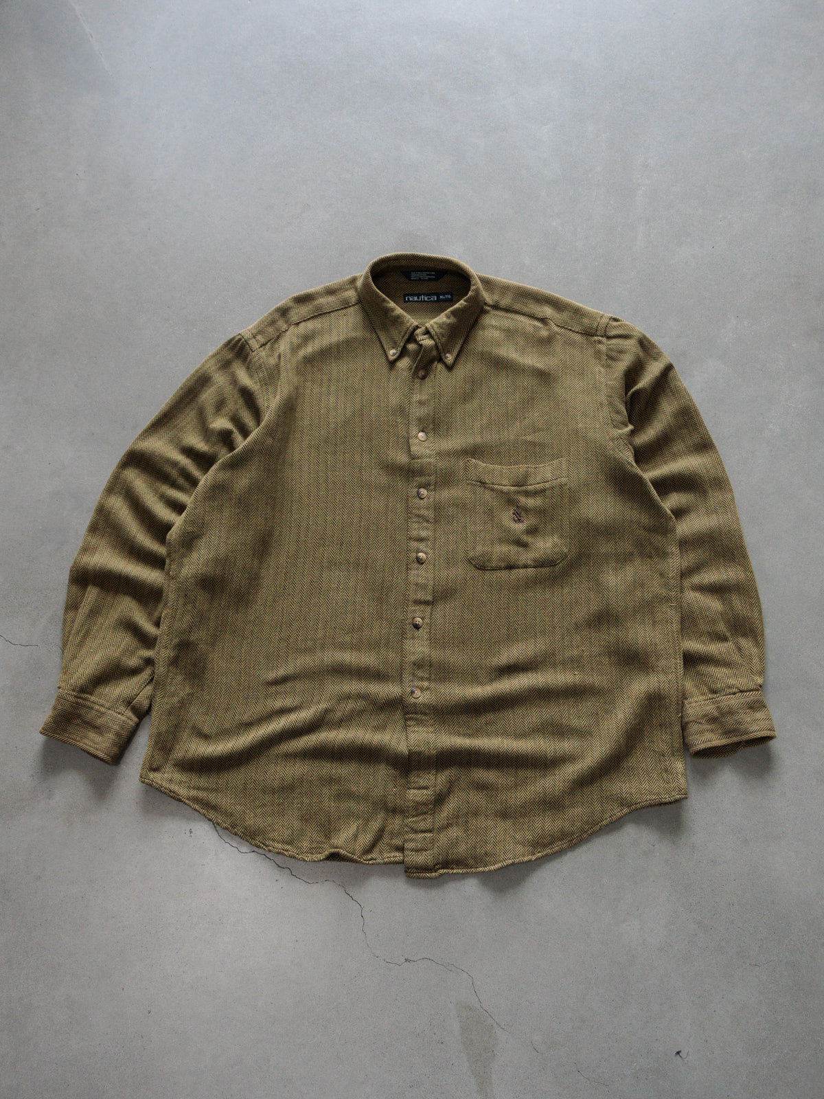 Vintage 00s Brown Nautica Herringbone Shirt (XL)
