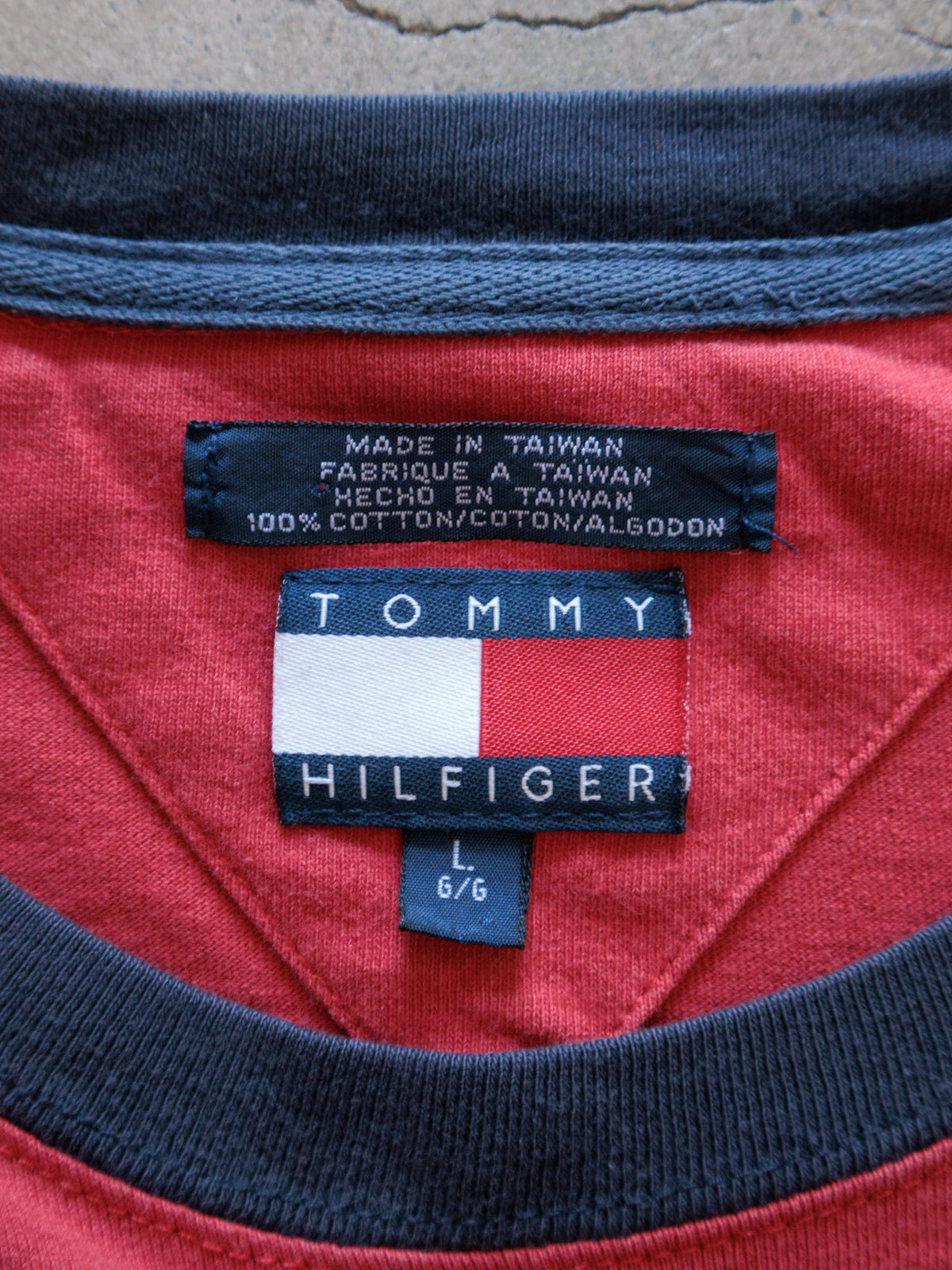 Vintage 90s Red Tommy Hilfiger 85 Tee (L)