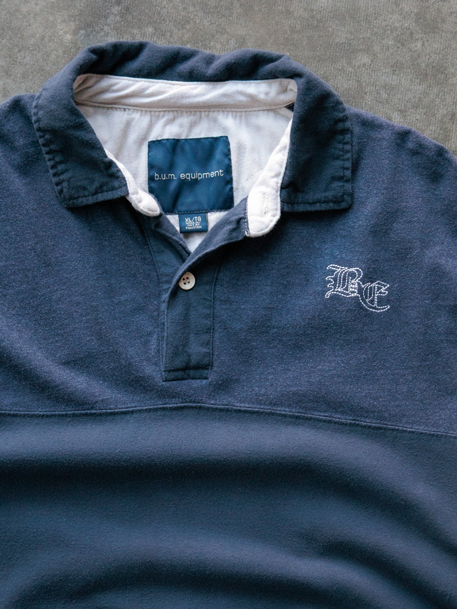 Vintage 90s Navy B.U.M. Equipment Fleece Rugby Shirt (XL)