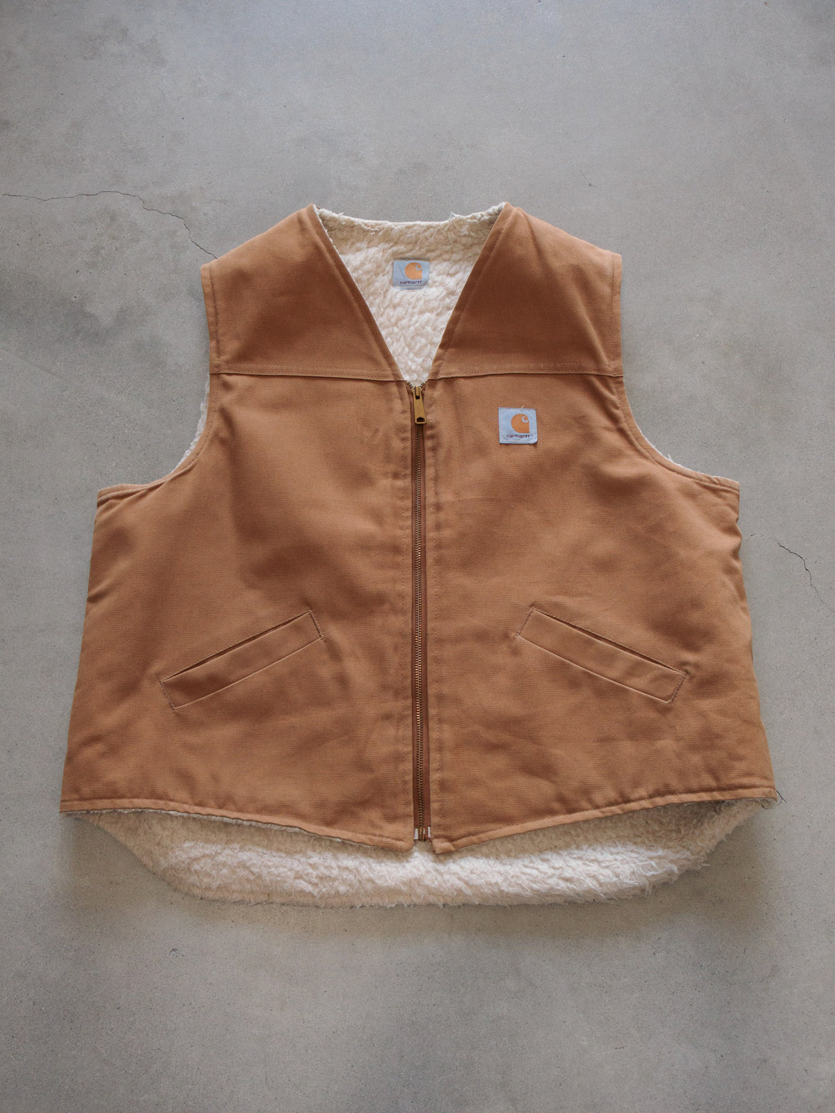 Vintage Brown Carhartt Sherpa-Lined Vest (-)