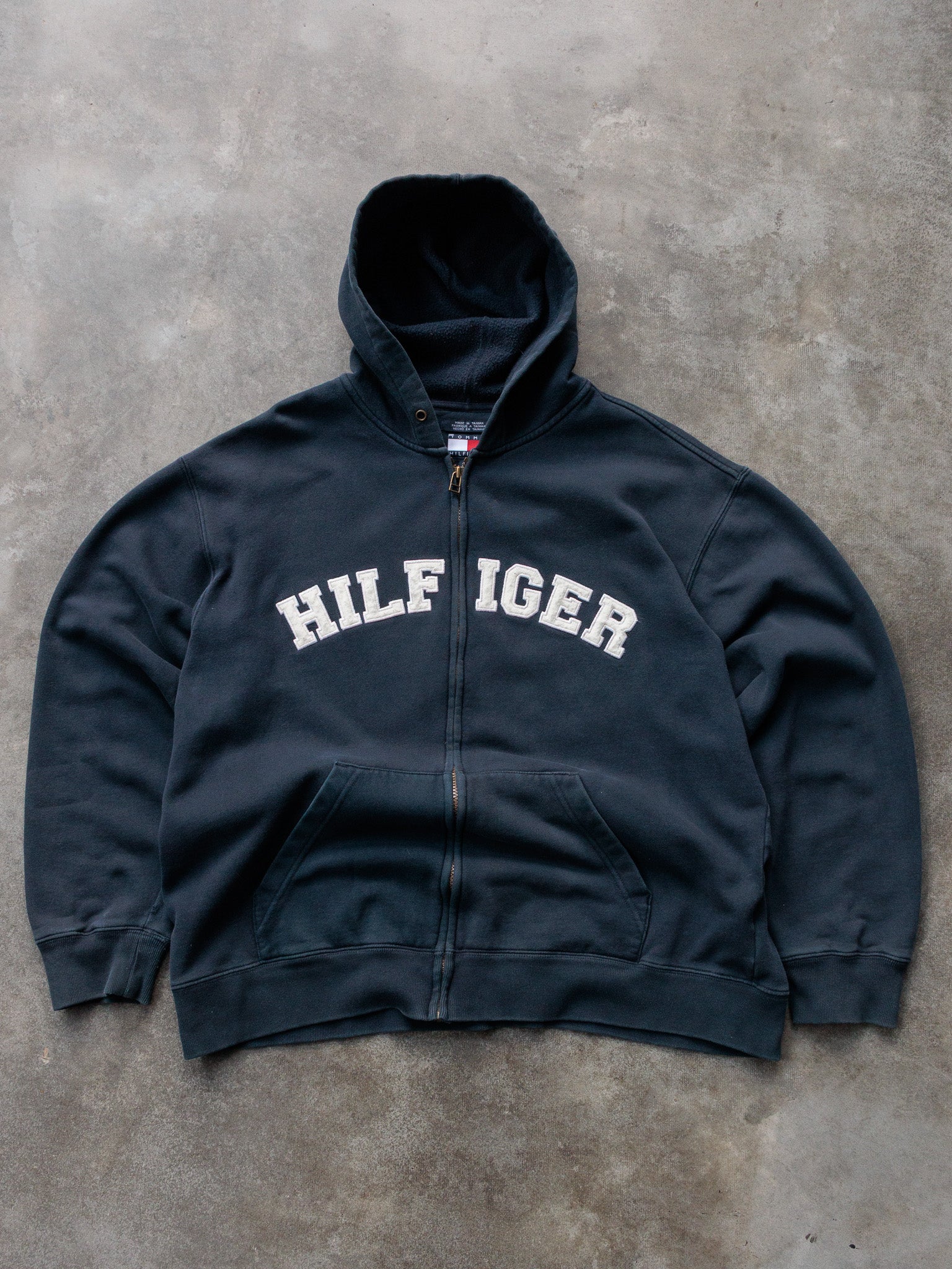 Vintage 90s Navy Tommy Hilfiger Full Zip Hoodie (L)