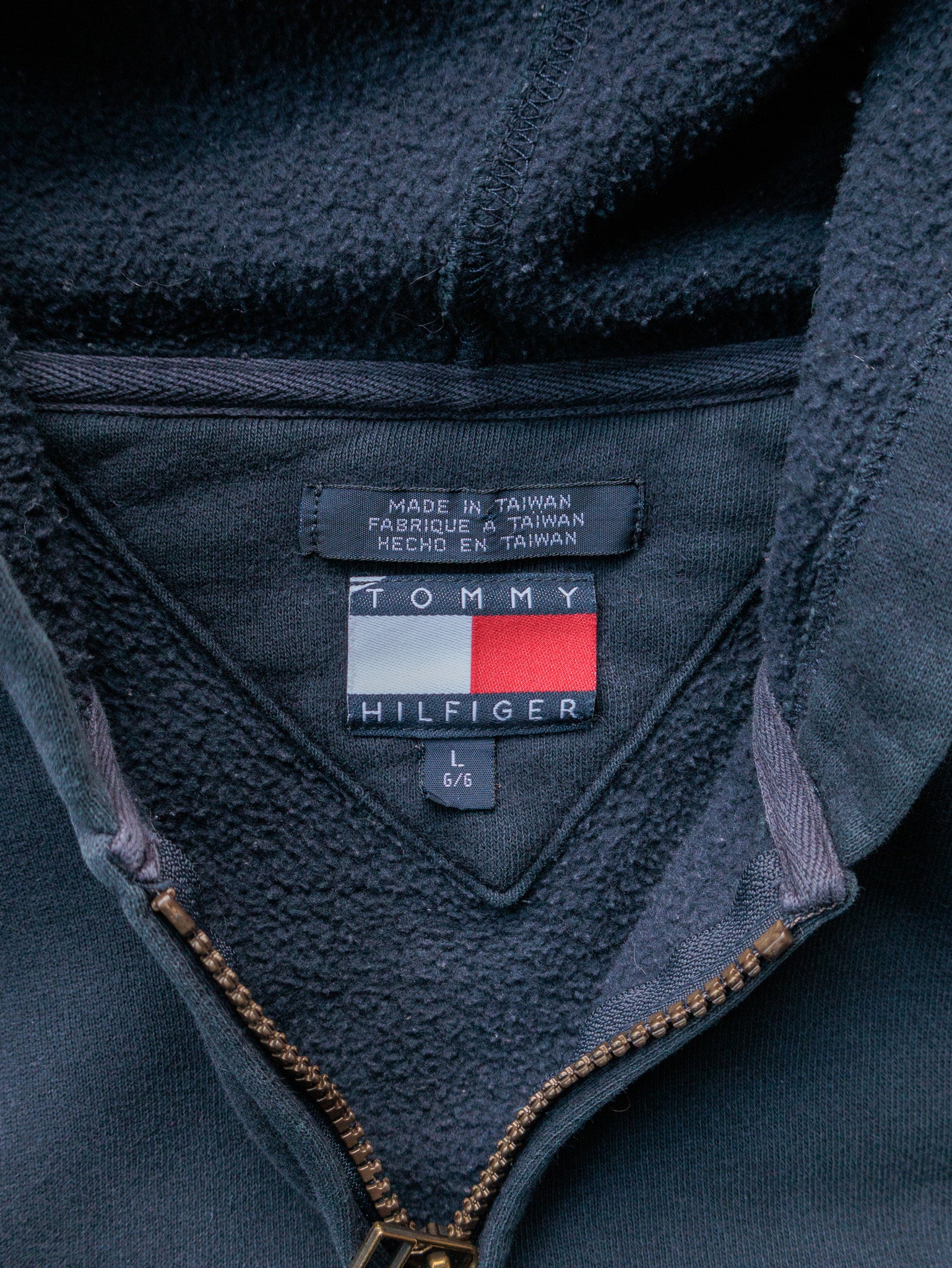 Vintage 90s Navy Tommy Hilfiger Full Zip Hoodie (L)