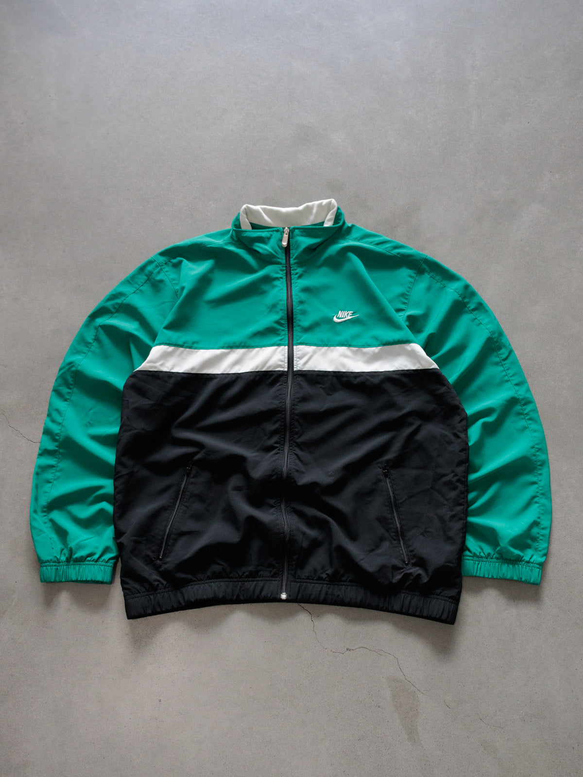 Vintage 00s Green Nike Colourblock Windbreaker (2XL)
