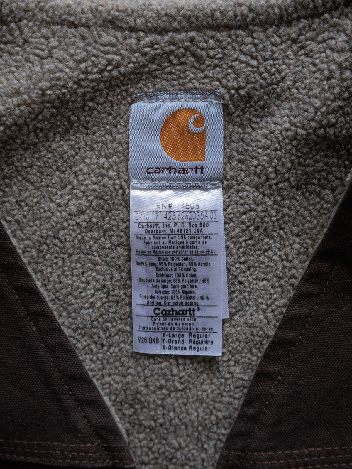 Vintage Brown Carhartt Sherpa-Lined Vest (XL)