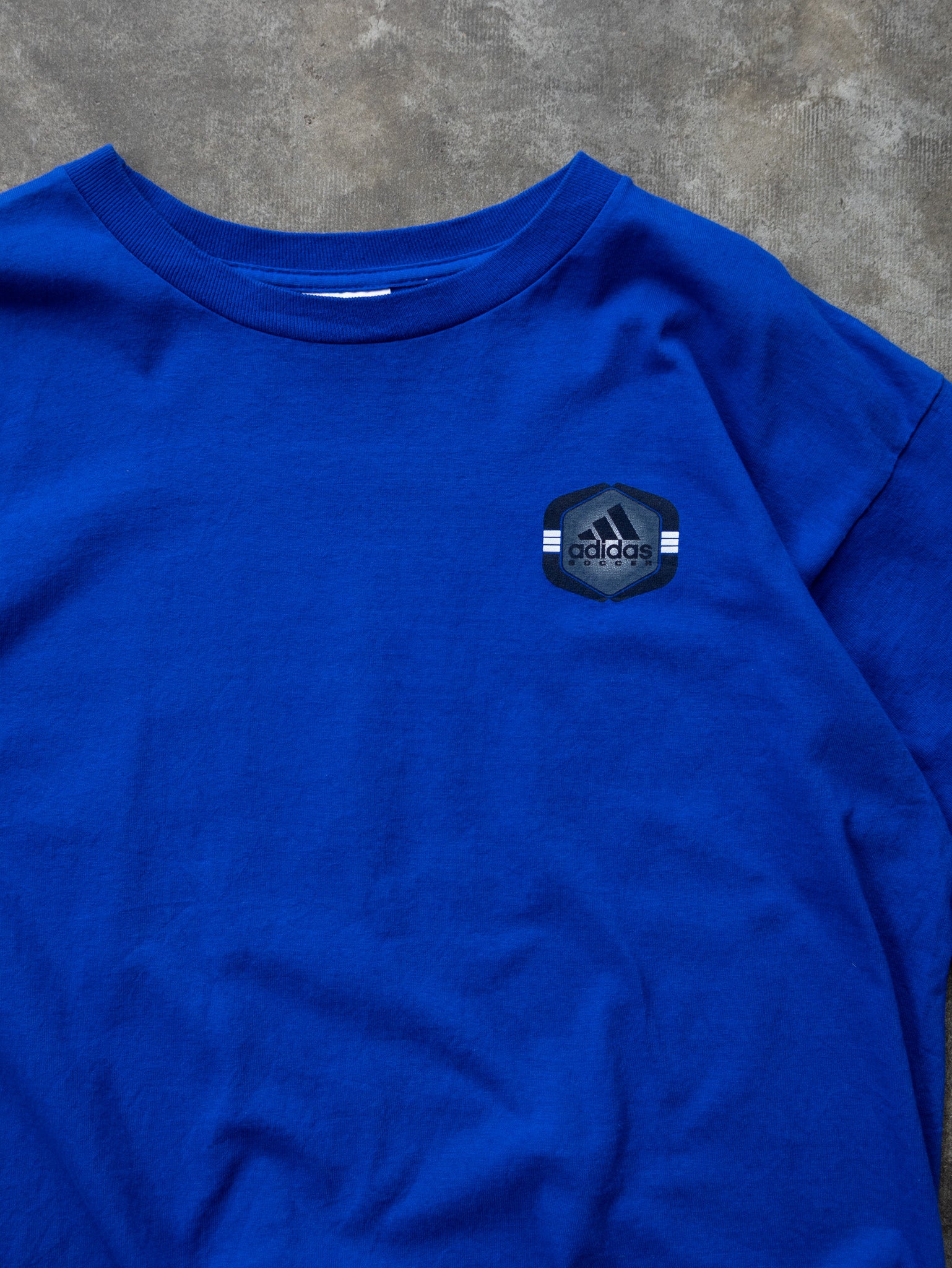 Vintage 00s Blue Adidas Soccer Graphic Tee (L)