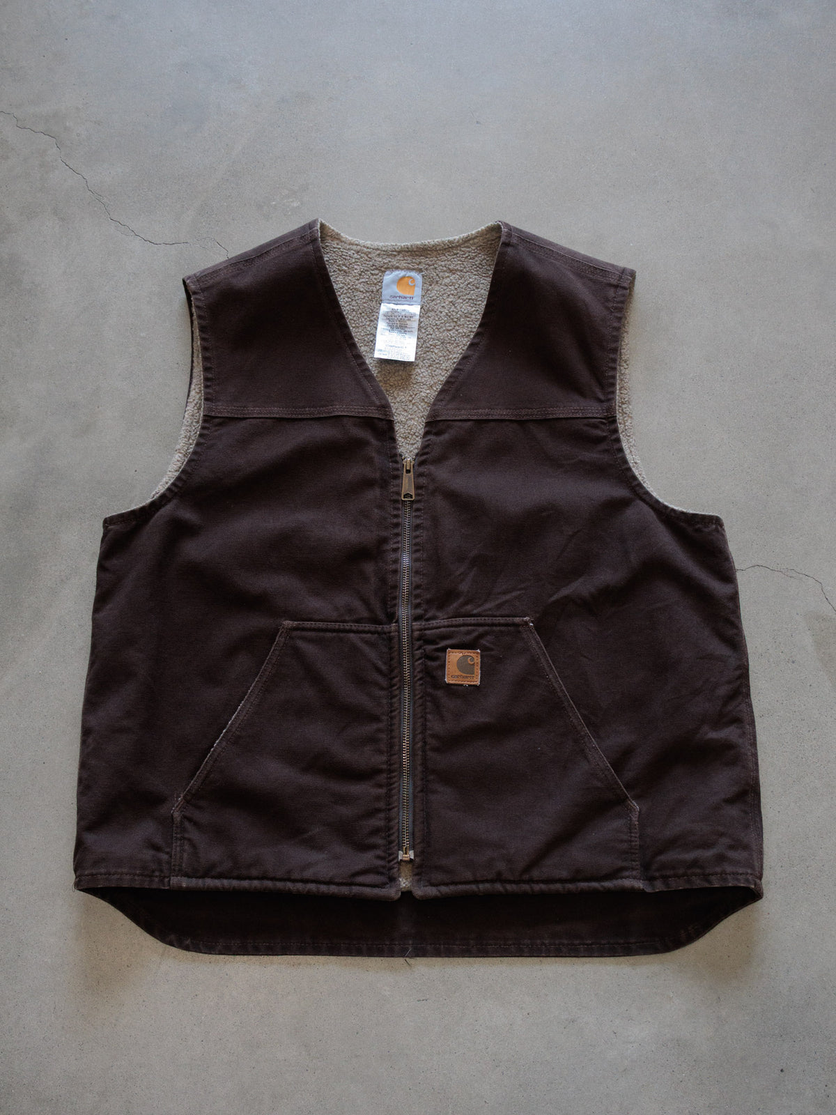 Vintage 00s Brown Carhartt Sherpa-Lined Vest (XL)