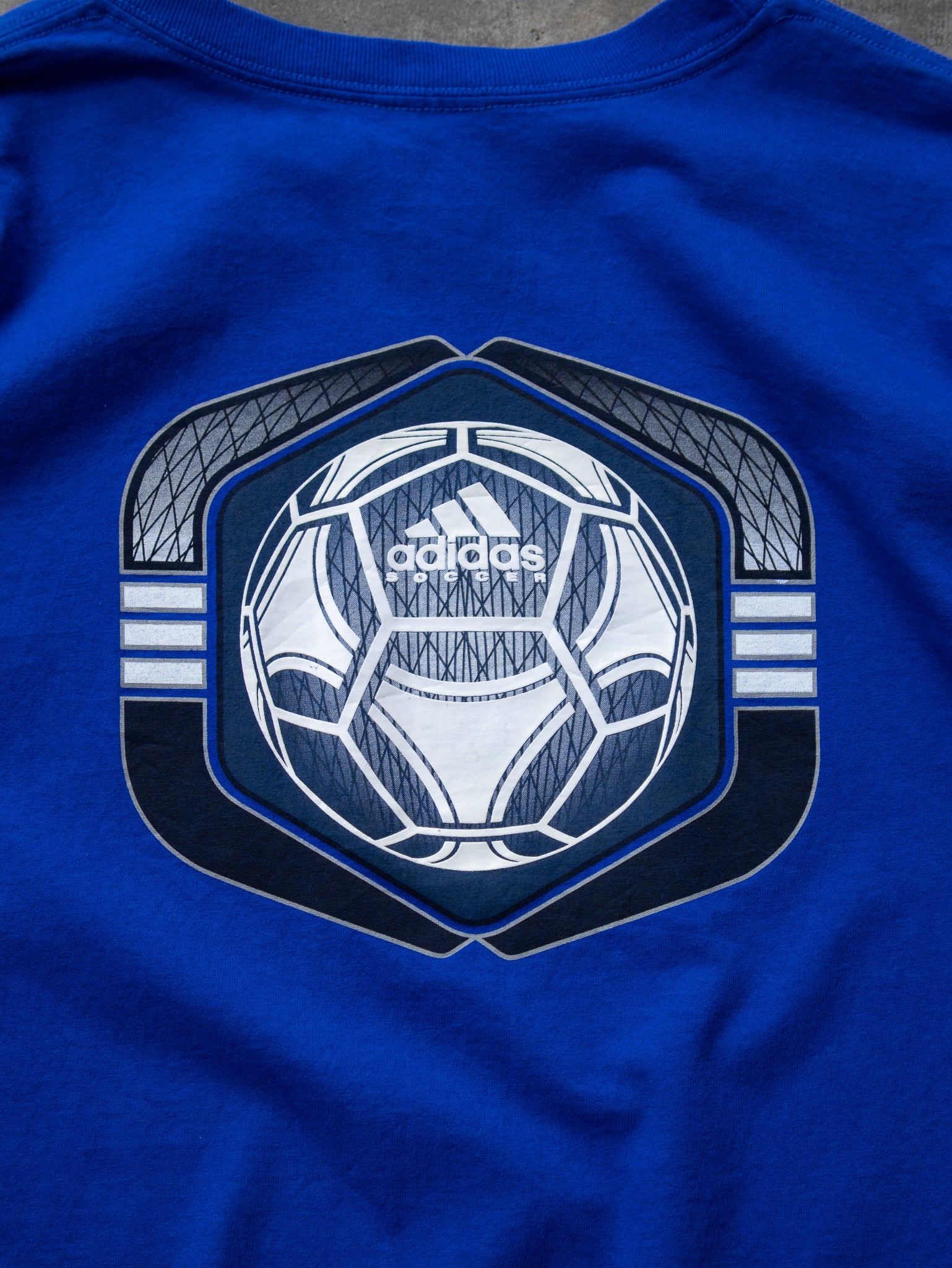 Vintage 00s Blue Adidas Soccer Graphic Tee (L)