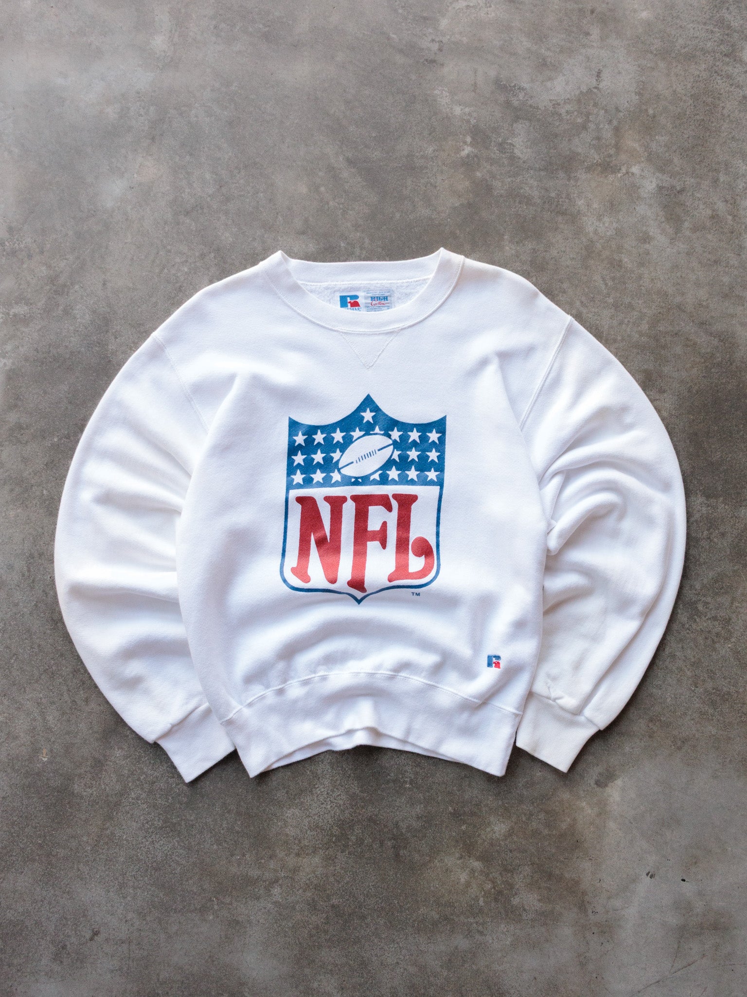 Vintage 90s Russell White NFL Shield Sweatshirt (S)