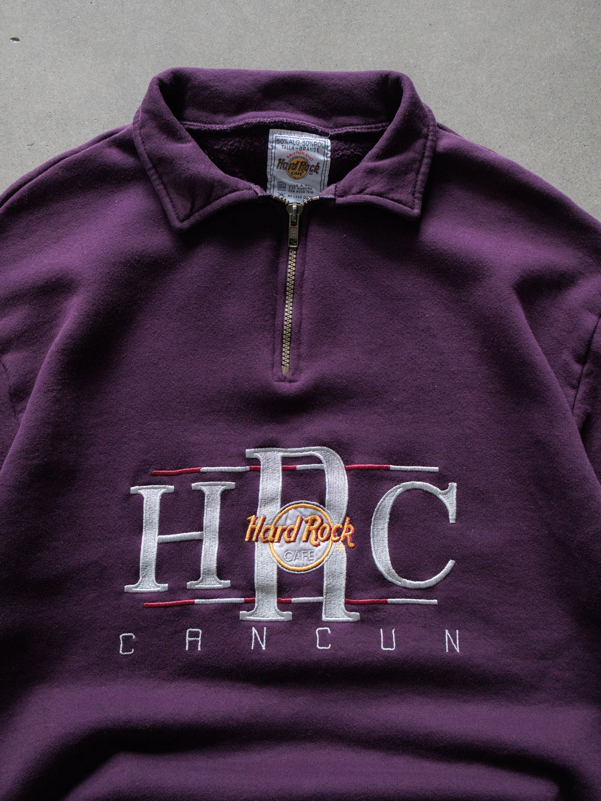 Vintage 90s Purple Hard Rock Cafe Cancun Fleece Quarter Zip (L)